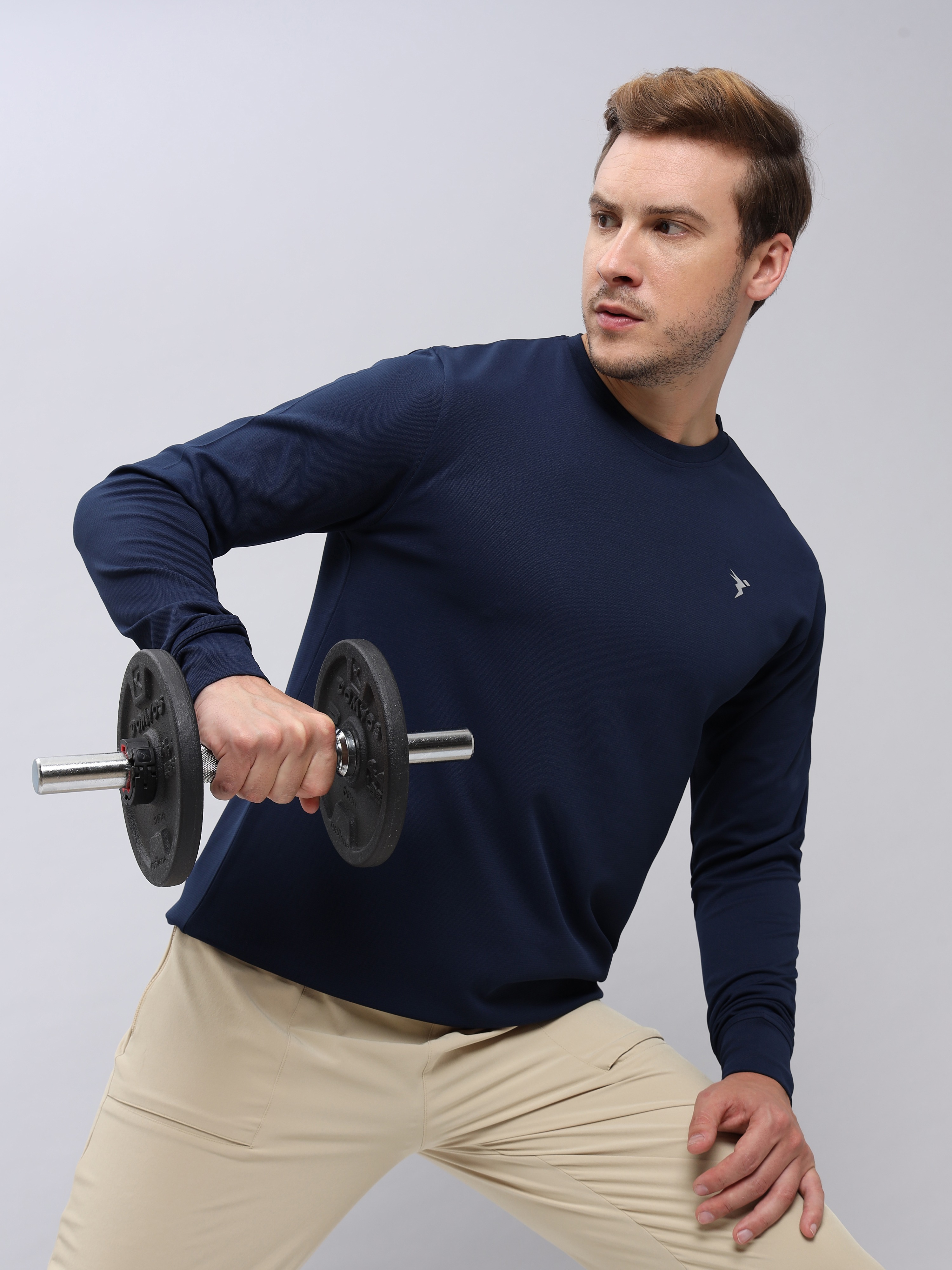 Technosport Men Navy Solid Crewneck Long Sleeves Round Neck Sweatshirt (4)
