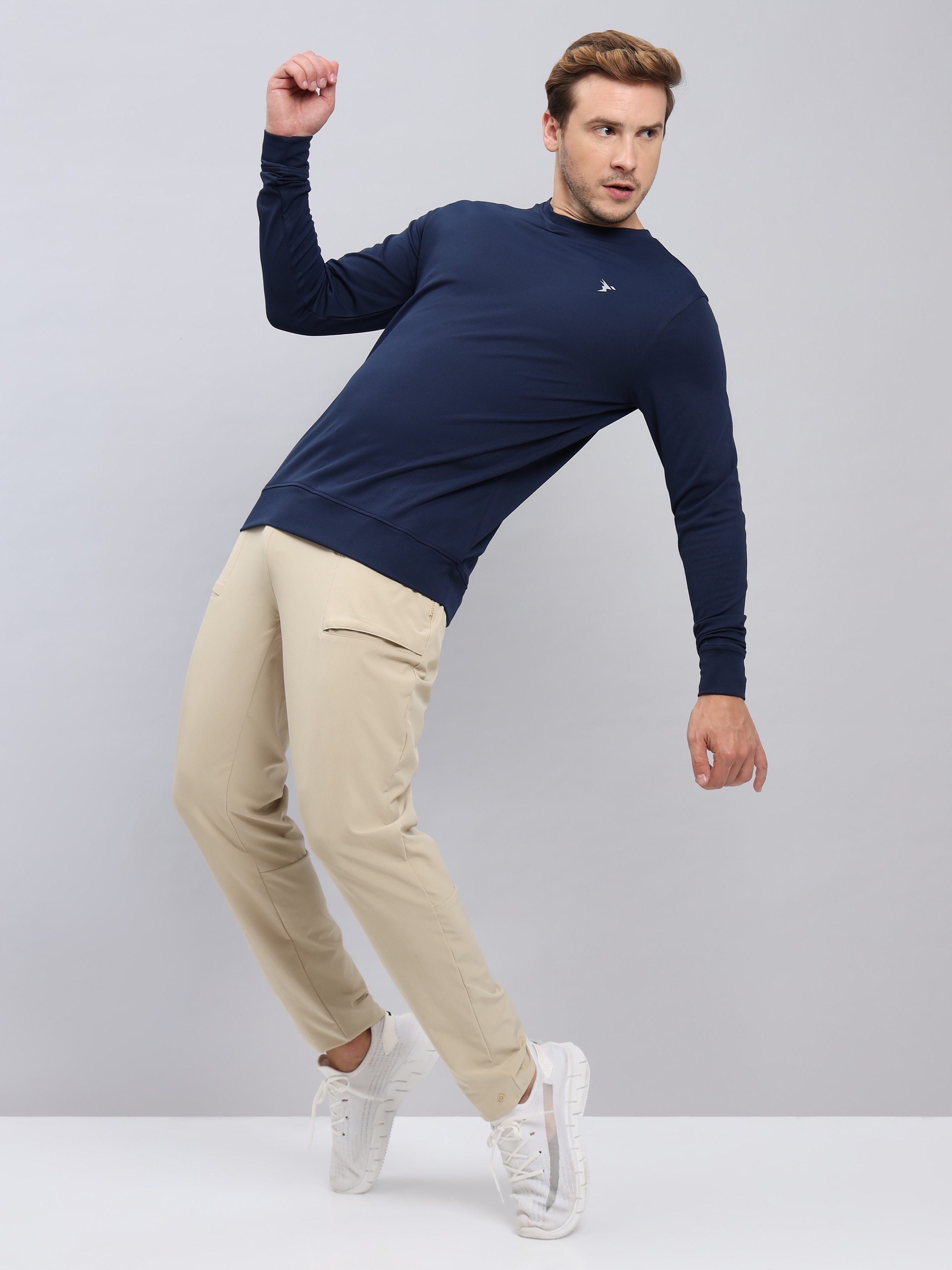 Technosport Men Navy Solid Crewneck Long Sleeves Round Neck Sweatshirt (5)