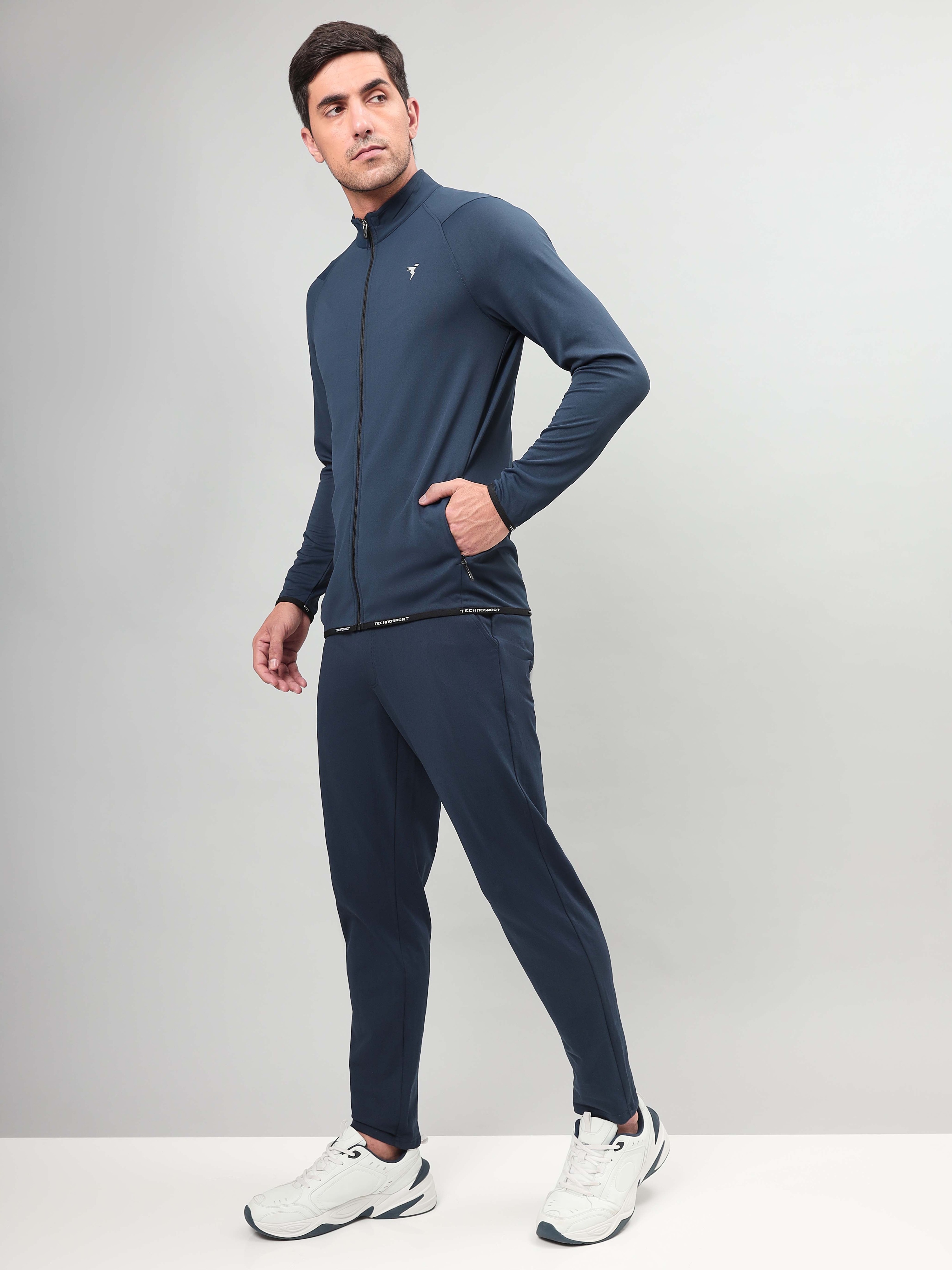 Technosport Men Navy Solid Hi-Neck Full Open Zip Long Sleeves Jacket  (2)