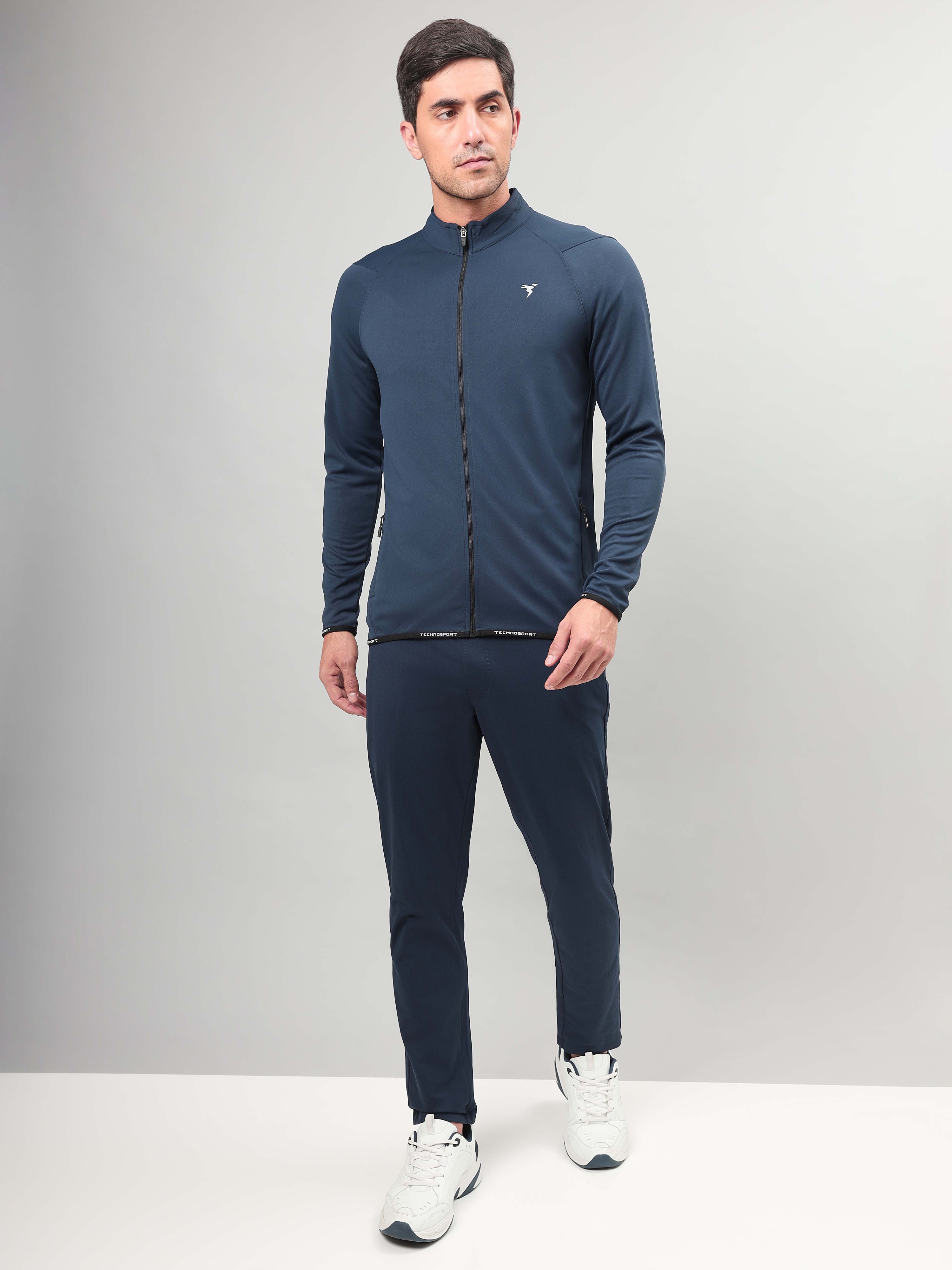 Technosport Men Navy Solid Hi-Neck Full Open Zip Long Sleeves Jacket  (3)