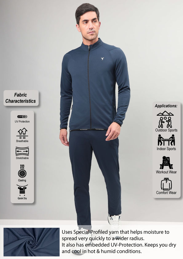 Technosport Men Navy Solid Hi-Neck Full Open Zip Long Sleeves Jacket  (6)