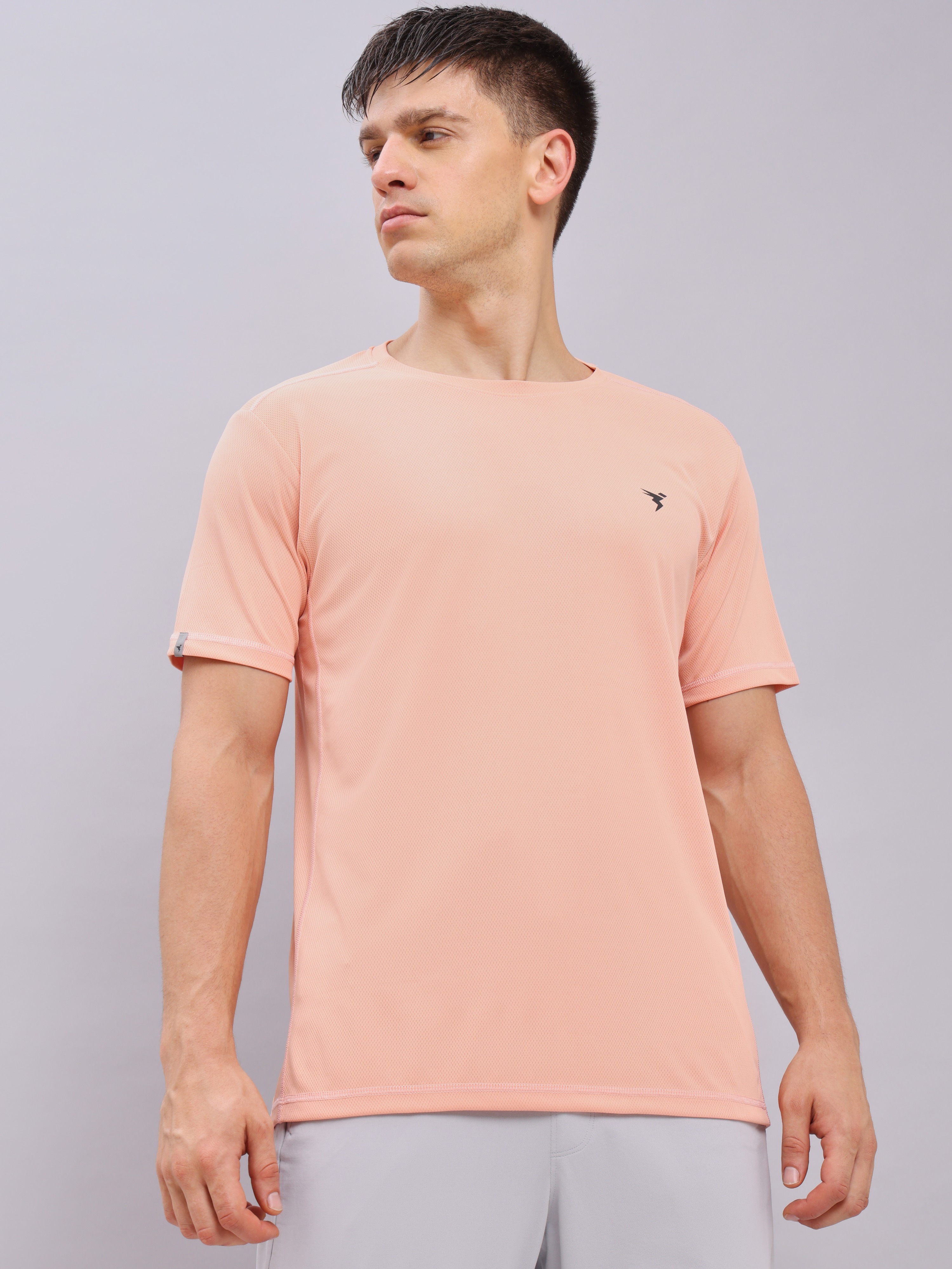 Technosport Men Peach Antimicrobial Slim Fit T-shirt (1)