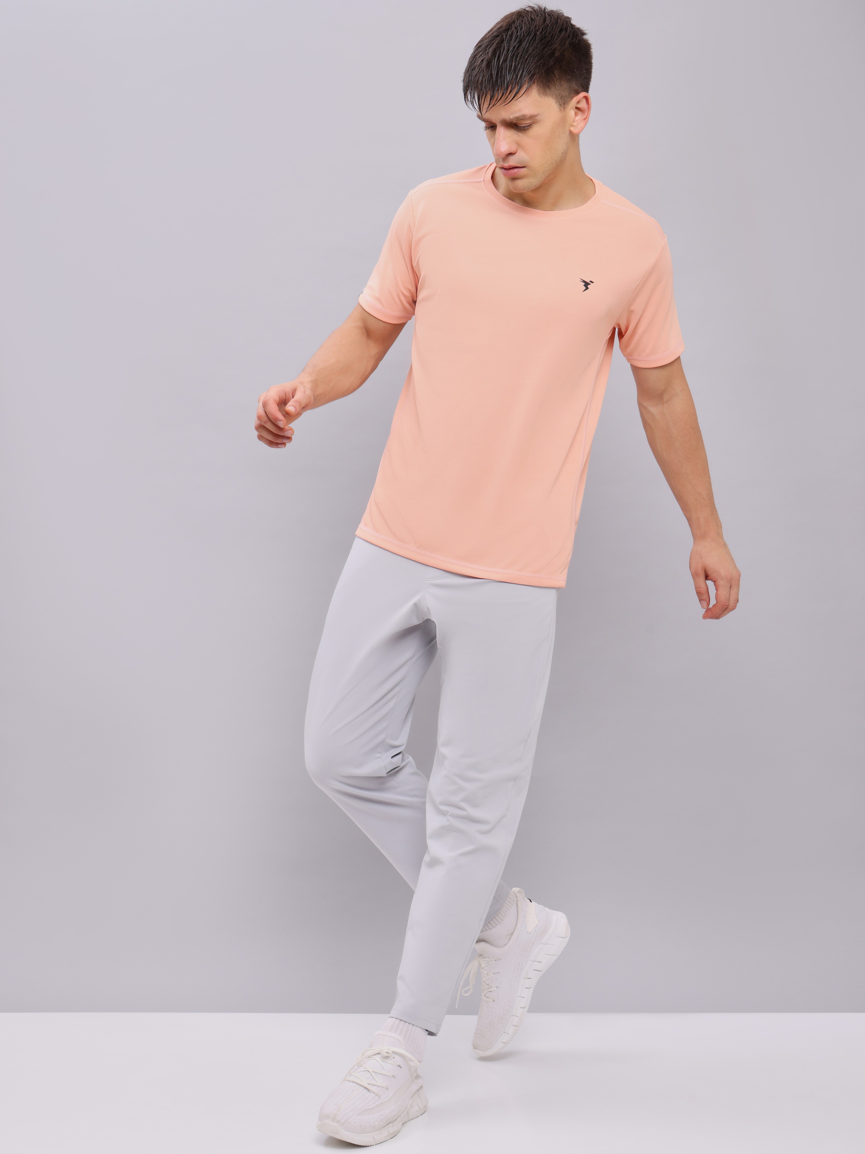 Technosport Men Peach Antimicrobial Slim Fit T-shirt (5)