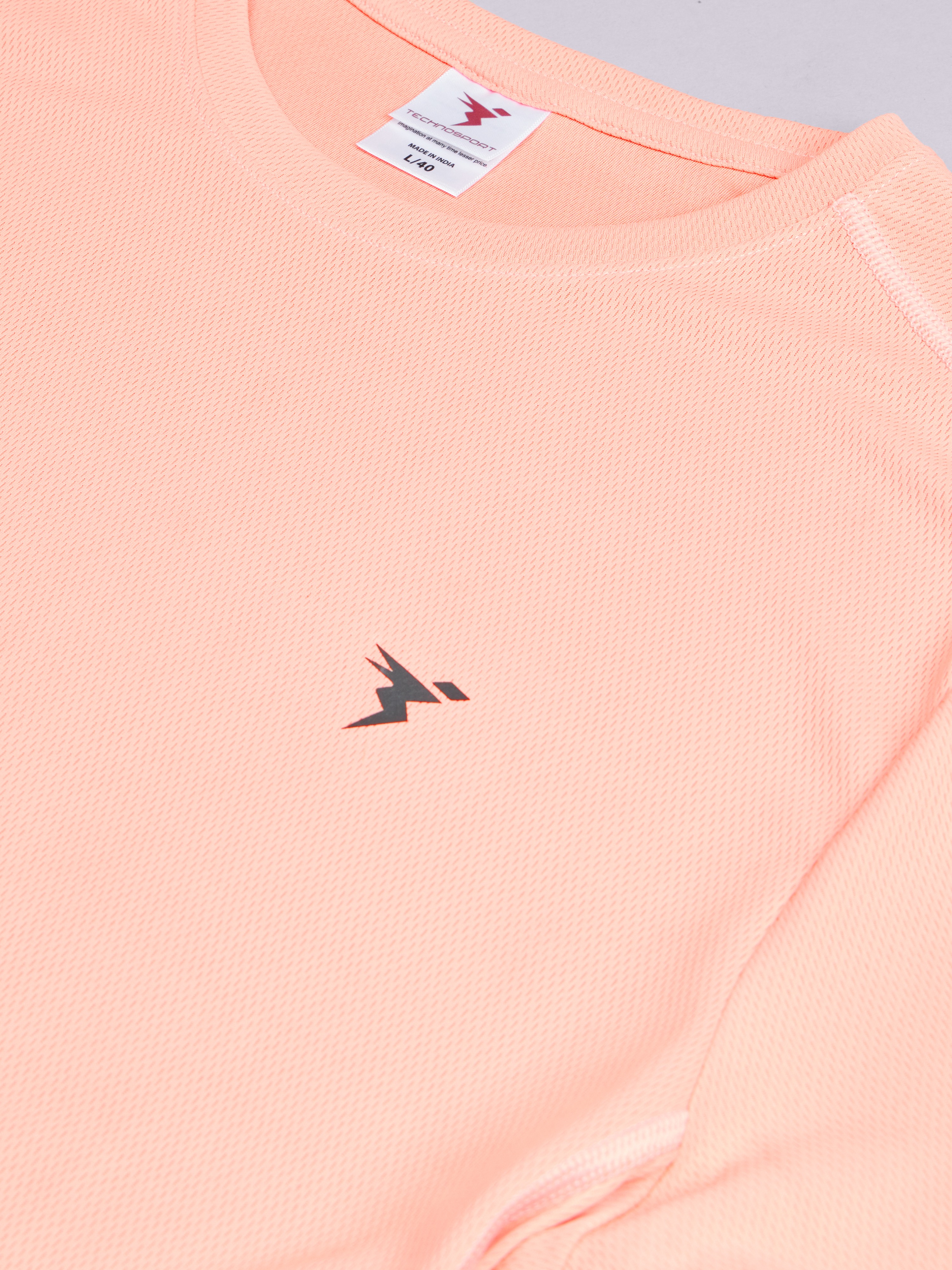 Technosport Men Peach Antimicrobial Slim Fit T-shirt (7)