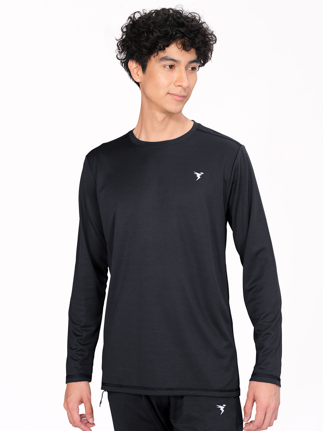 Technosport Men Pine Green Crew Neck Solid Full Sleeves T-Shirts (1)