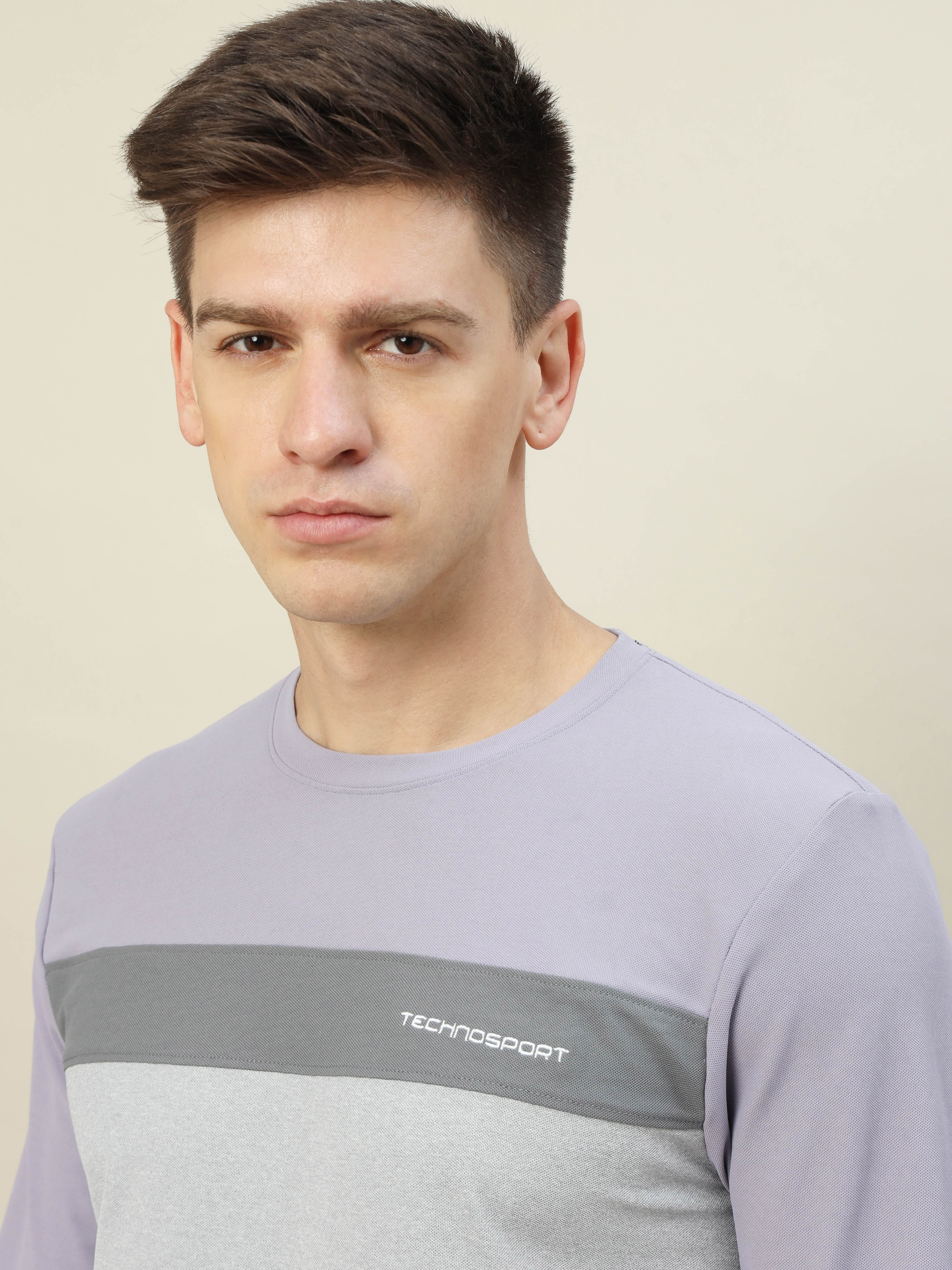 Technosport Men Purple & White Colourblocked Full Sleeves Round Neck Slim Fit Polyester T-Shirt (4)