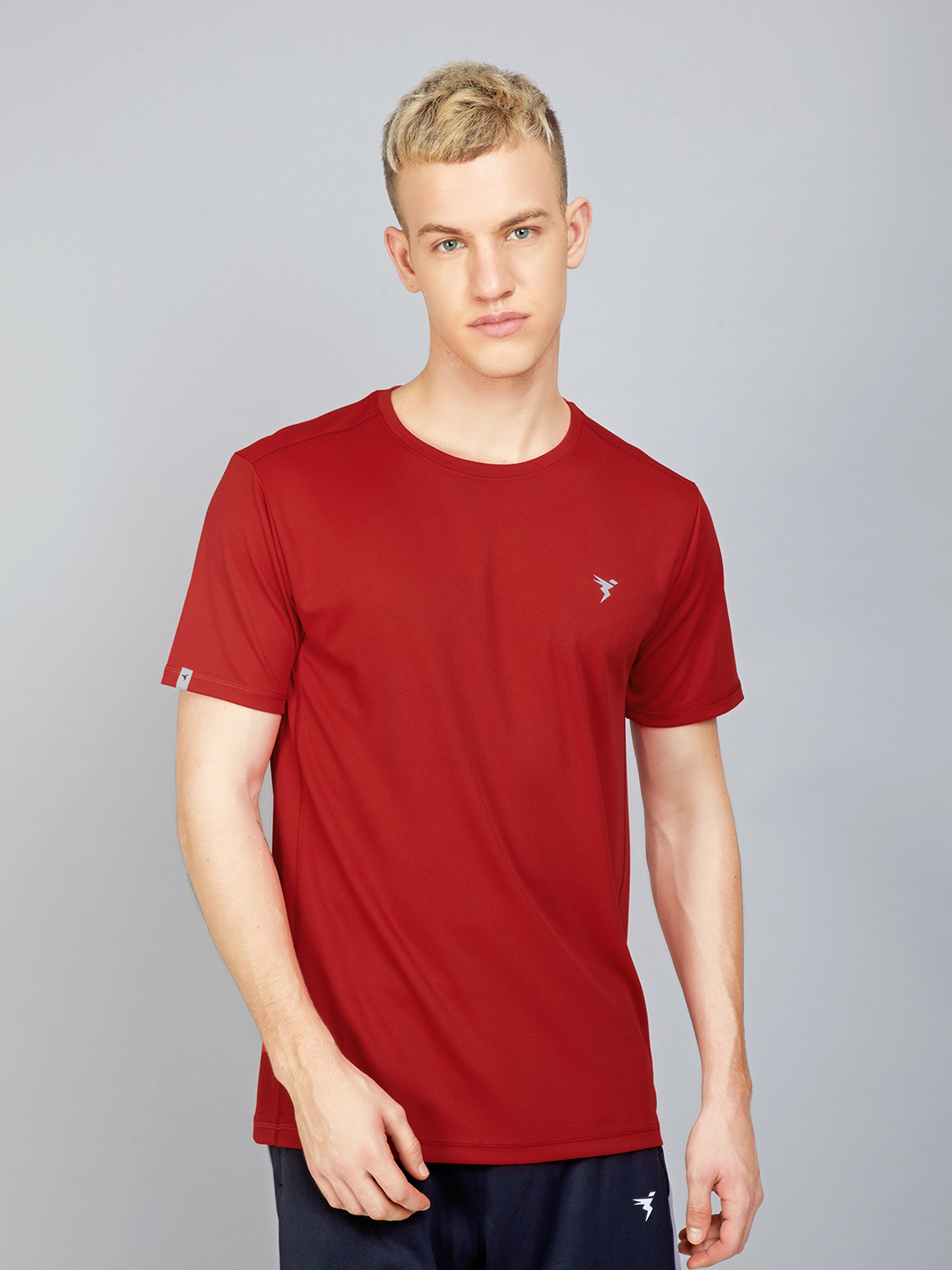 Technosport Men Red and Grey Solid Half Sleeves Round Neck Polyester T-Shirt (Pack of 2) (2)