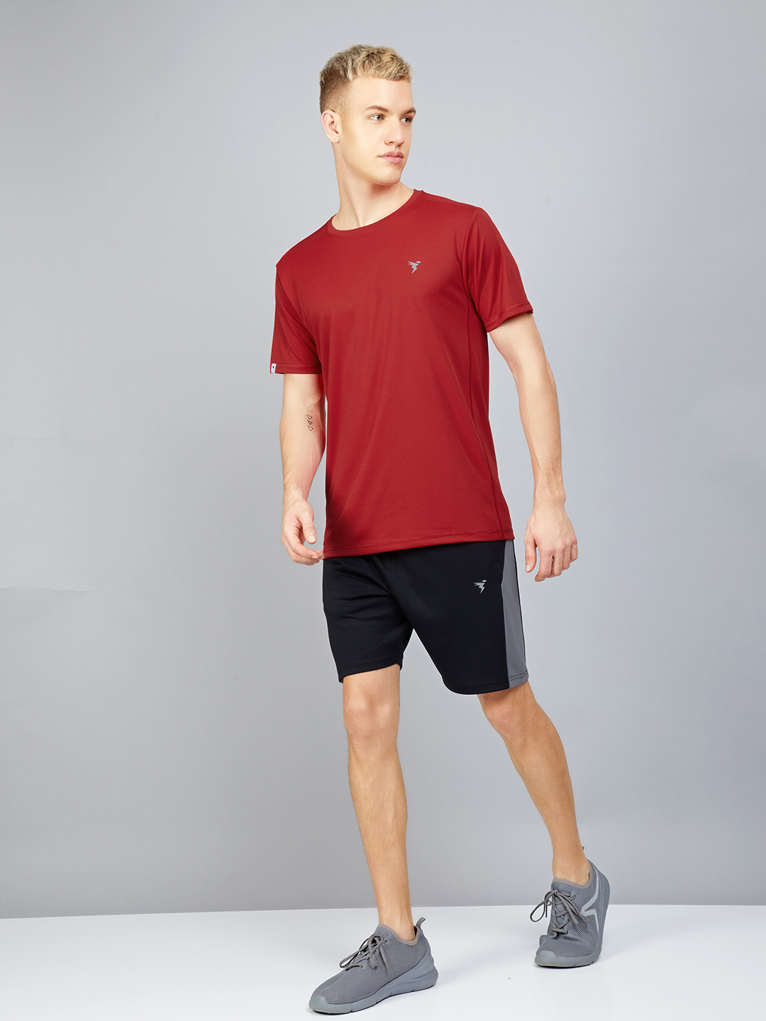 Technosport Men Red and Grey Solid Half Sleeves Round Neck Polyester T-Shirt (Pack of 2) (4)