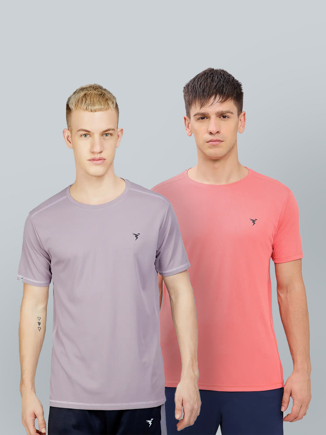 Men Red and Purple Solid T-Shirt - Pack of 2