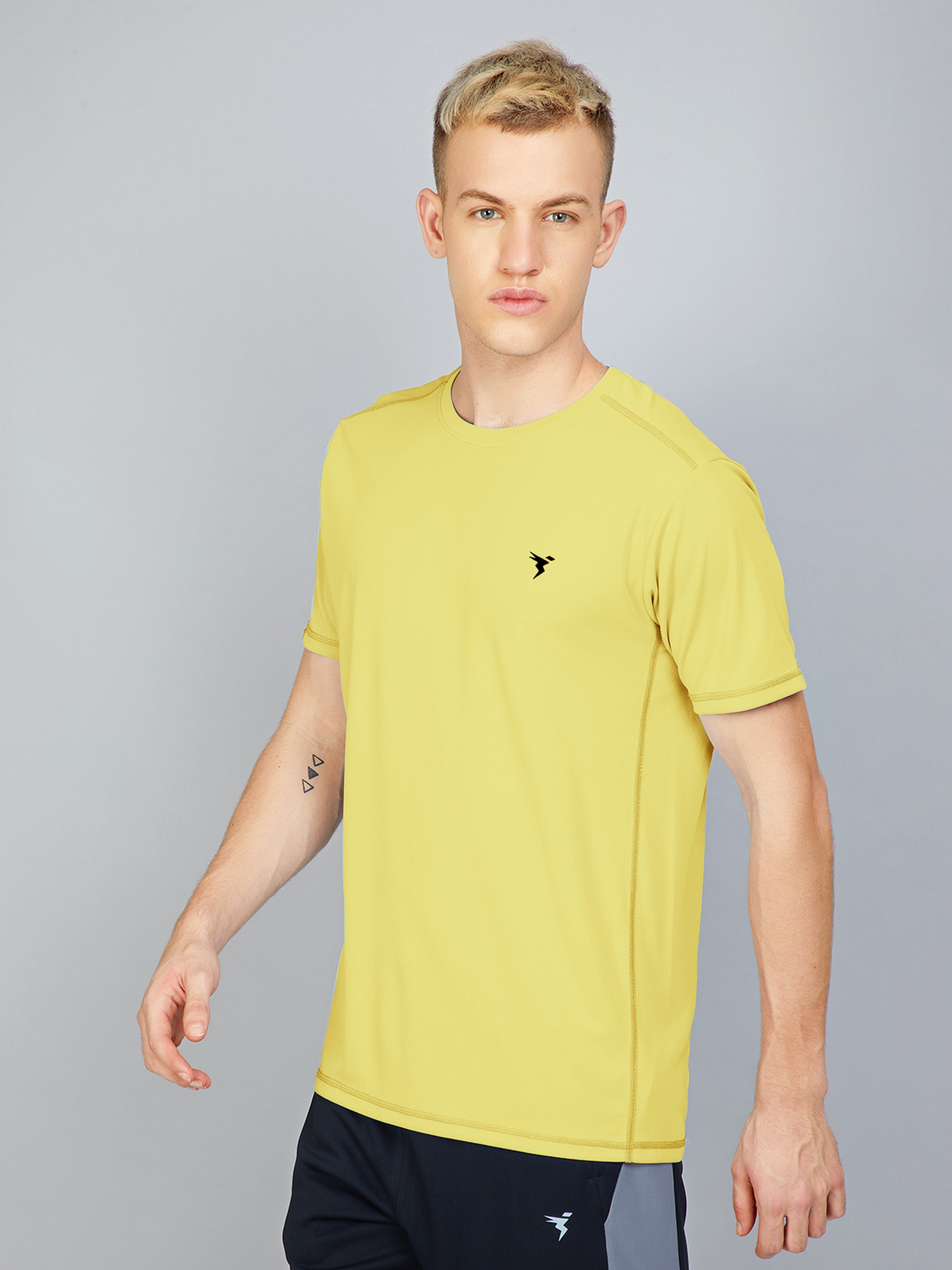Technosport Men Rose and Yellow Solid Half Sleeves Round Neck Polyester T-Shirt (Pack of 2) (2)