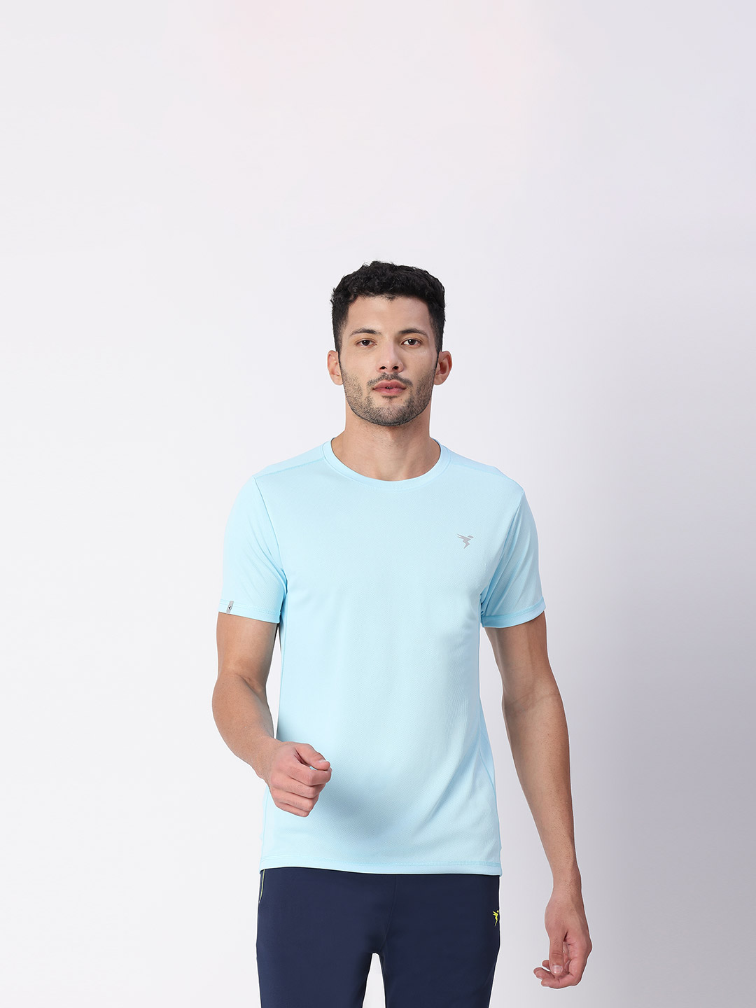 Technosport Men Sky Blue Solid Round Neck Active Odour-free T-Shirt (1)
