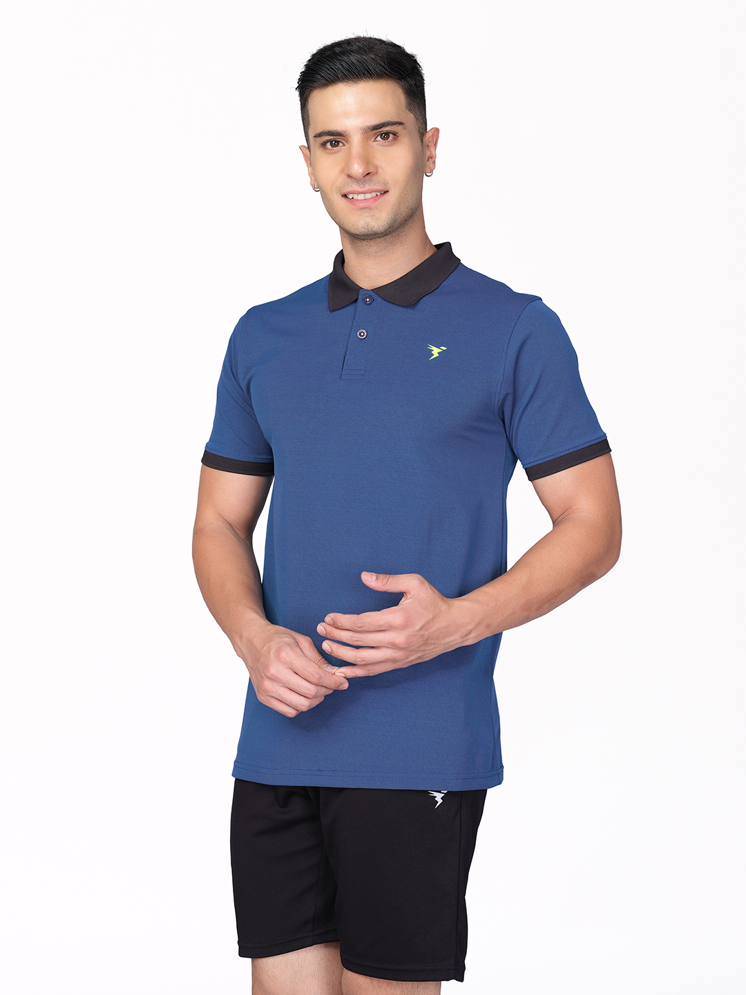Technosport Men Teal Stretch Pique Solid Polo Half Sleeves T-Shirts (1)