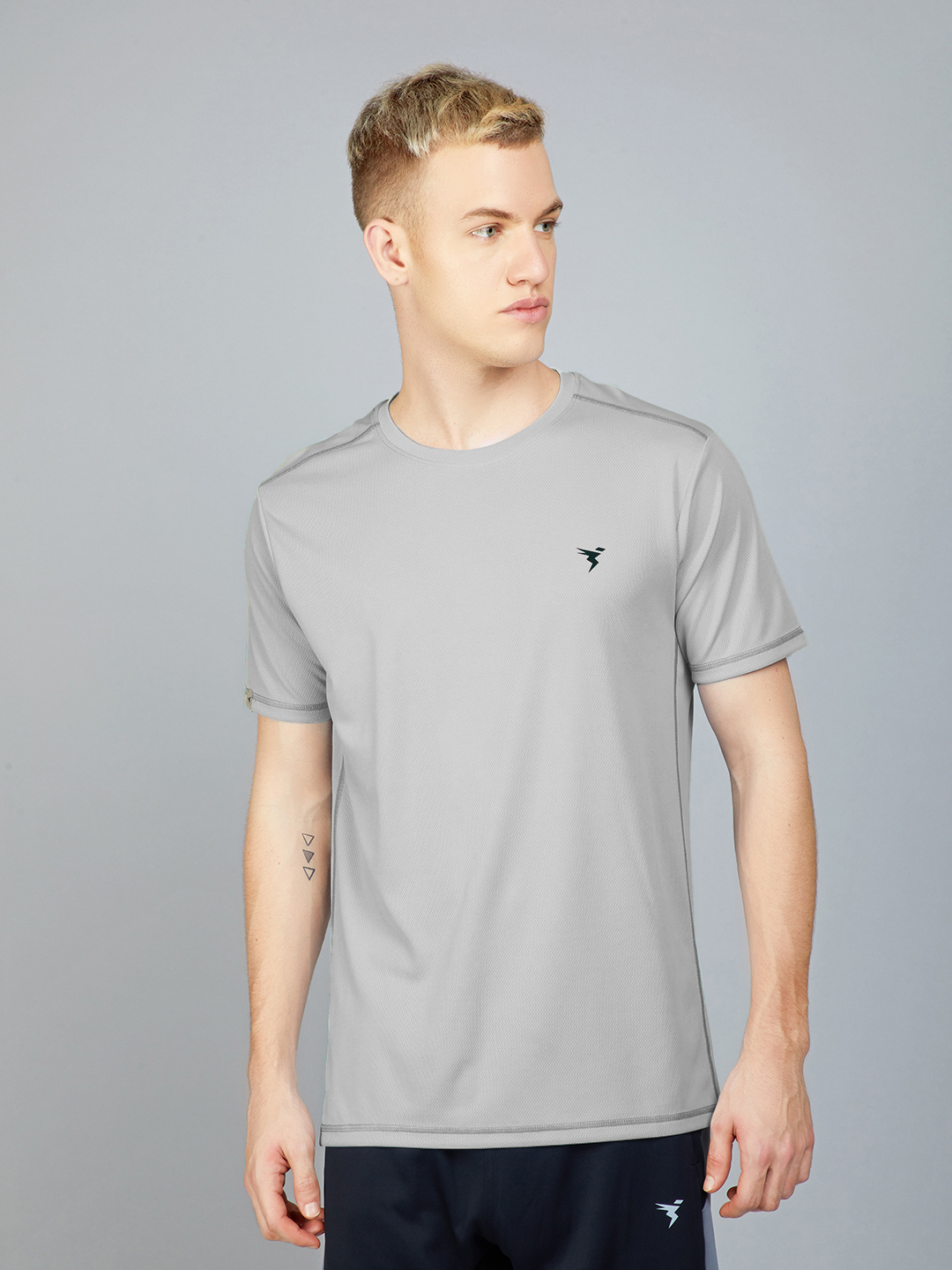 Technosport Men Ultimate Grey Knitted active odour-free Crewneck Half Sleeve T-Shirt (1)