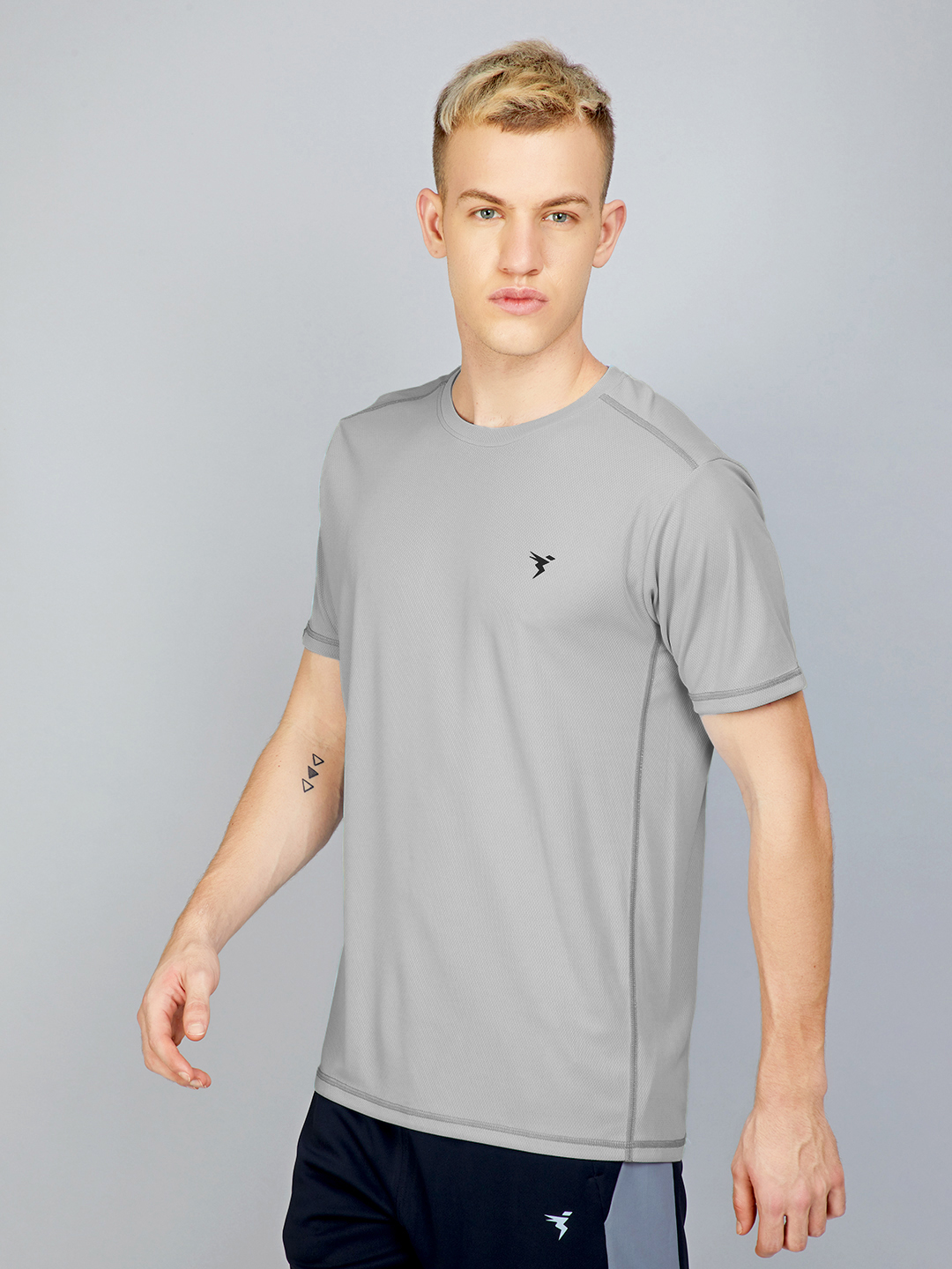 Technosport Men Ultimate Grey Knitted active odour-free Crewneck Half Sleeve T-Shirt (2)
