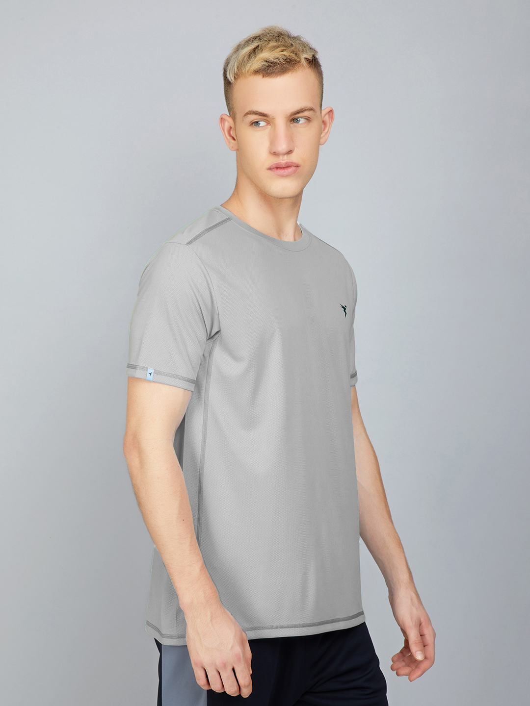 Technosport Men Ultimate Grey Knitted active odour-free Crewneck Half Sleeve T-Shirt (4)