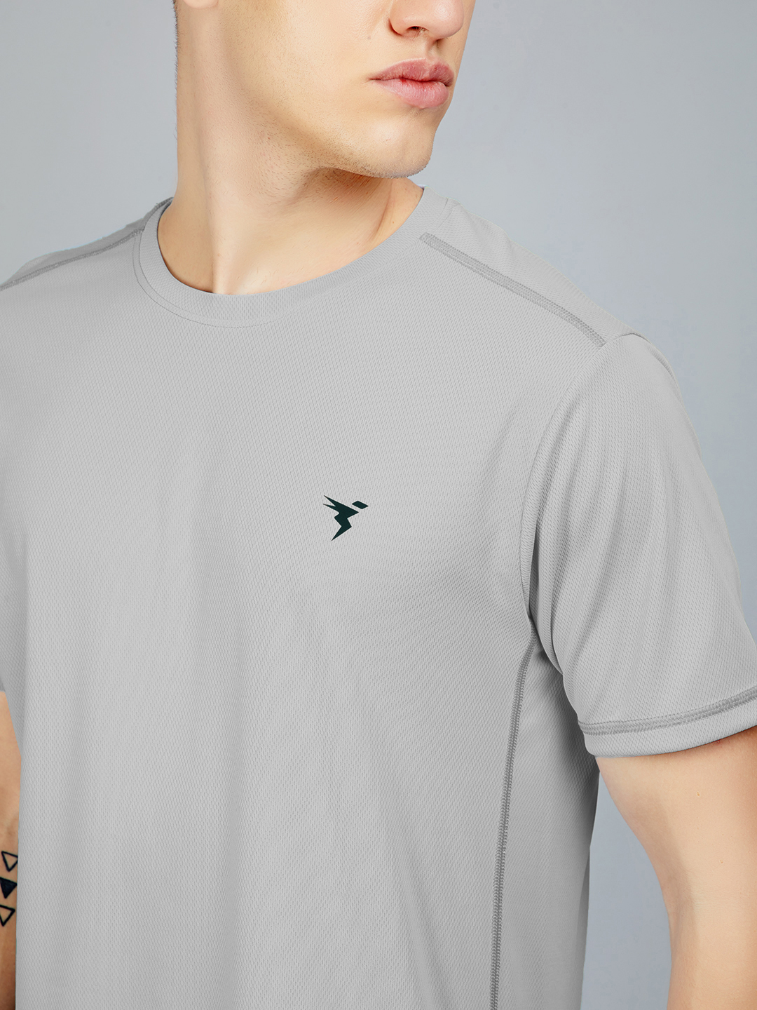 Technosport Men Ultimate Grey Knitted active odour-free Crewneck Half Sleeve T-Shirt (5)