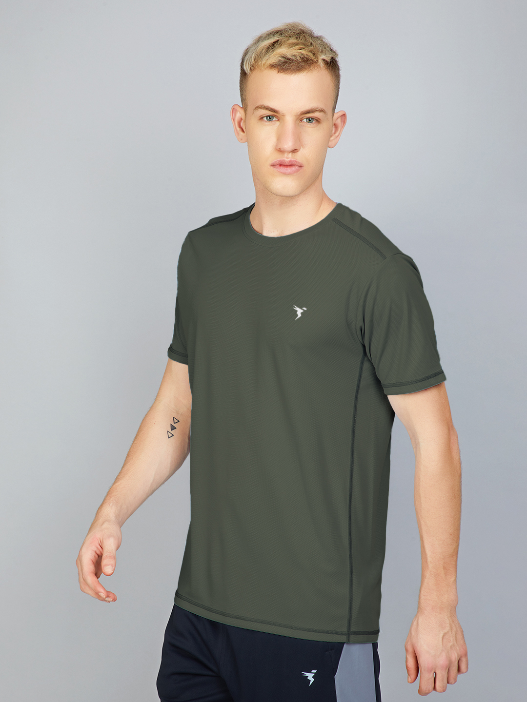 Technosport Men White and Green Solid Half Sleeves Round Neck Polyester T-Shirt (Pack of 2) (3)