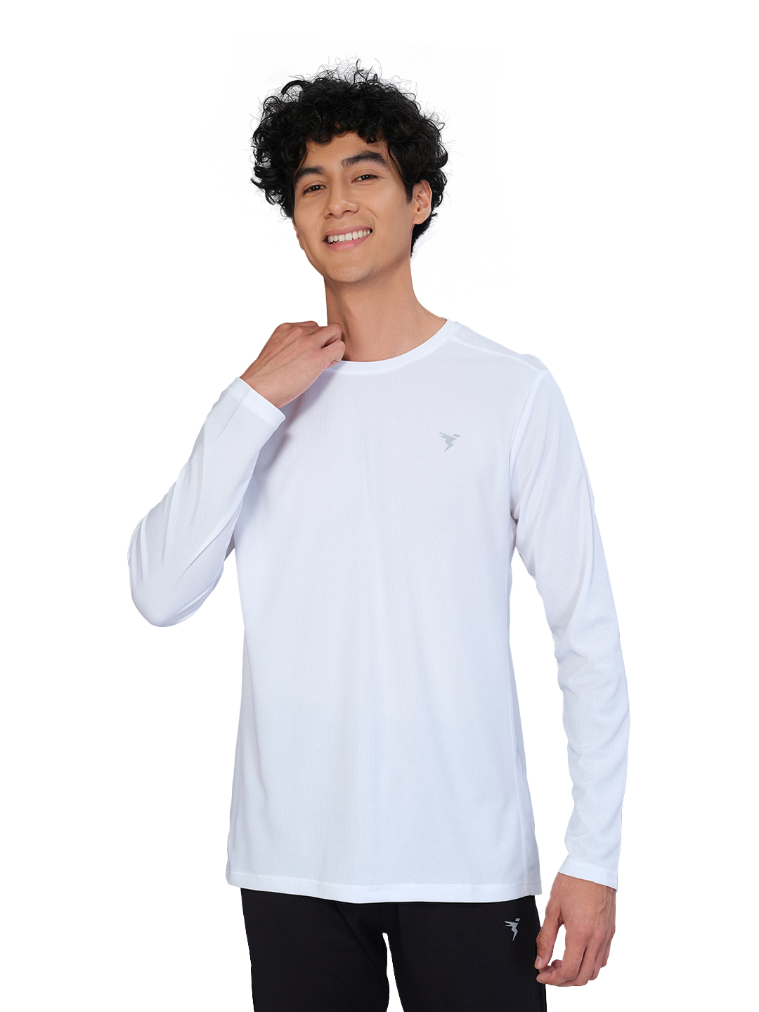 Technosport Men White Knitted active odour-free Crewneck Full Sleeve T-Shirt (1)