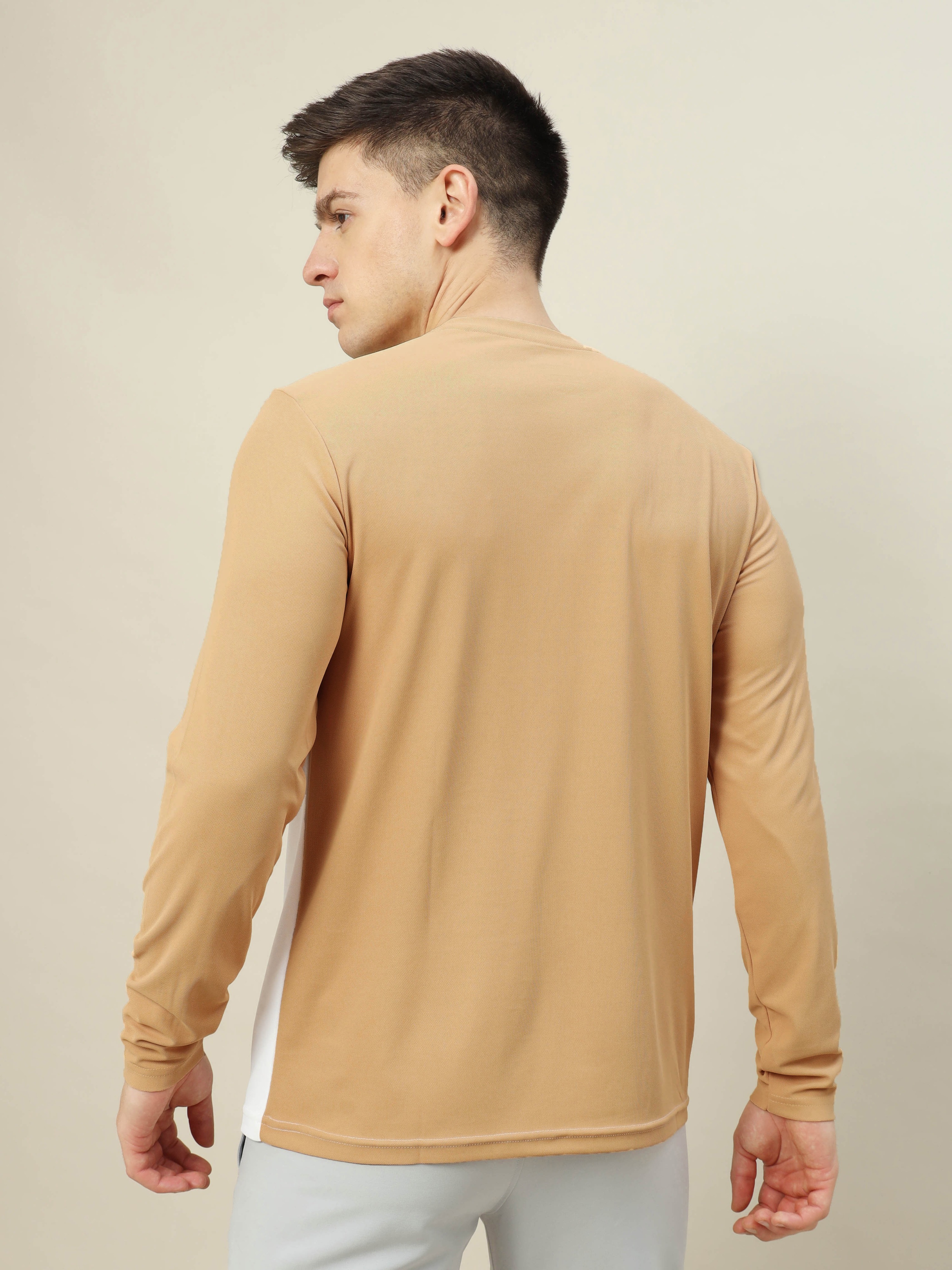 Technosport Men Yellow & White Colourblocked Full Sleeves Round Neck Slim Fit Polyester T-Shirt (2)
