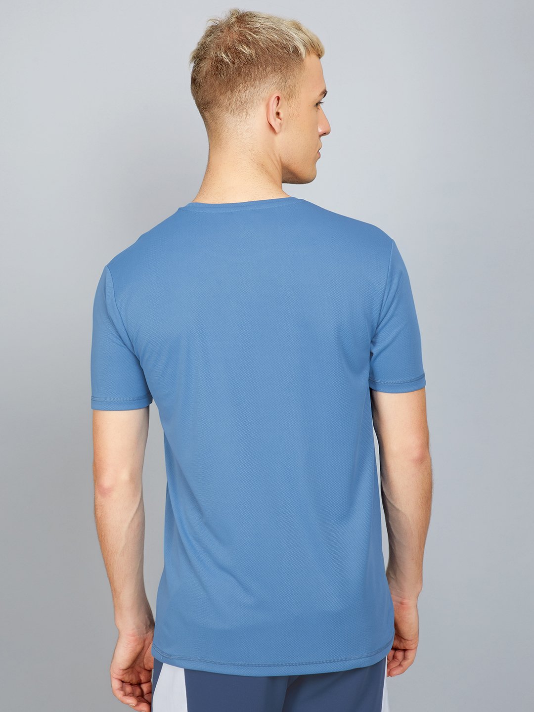 Technosport Mens Blue Knitted active odour-free Crewneck Half Sleeve T-Shirt (3)