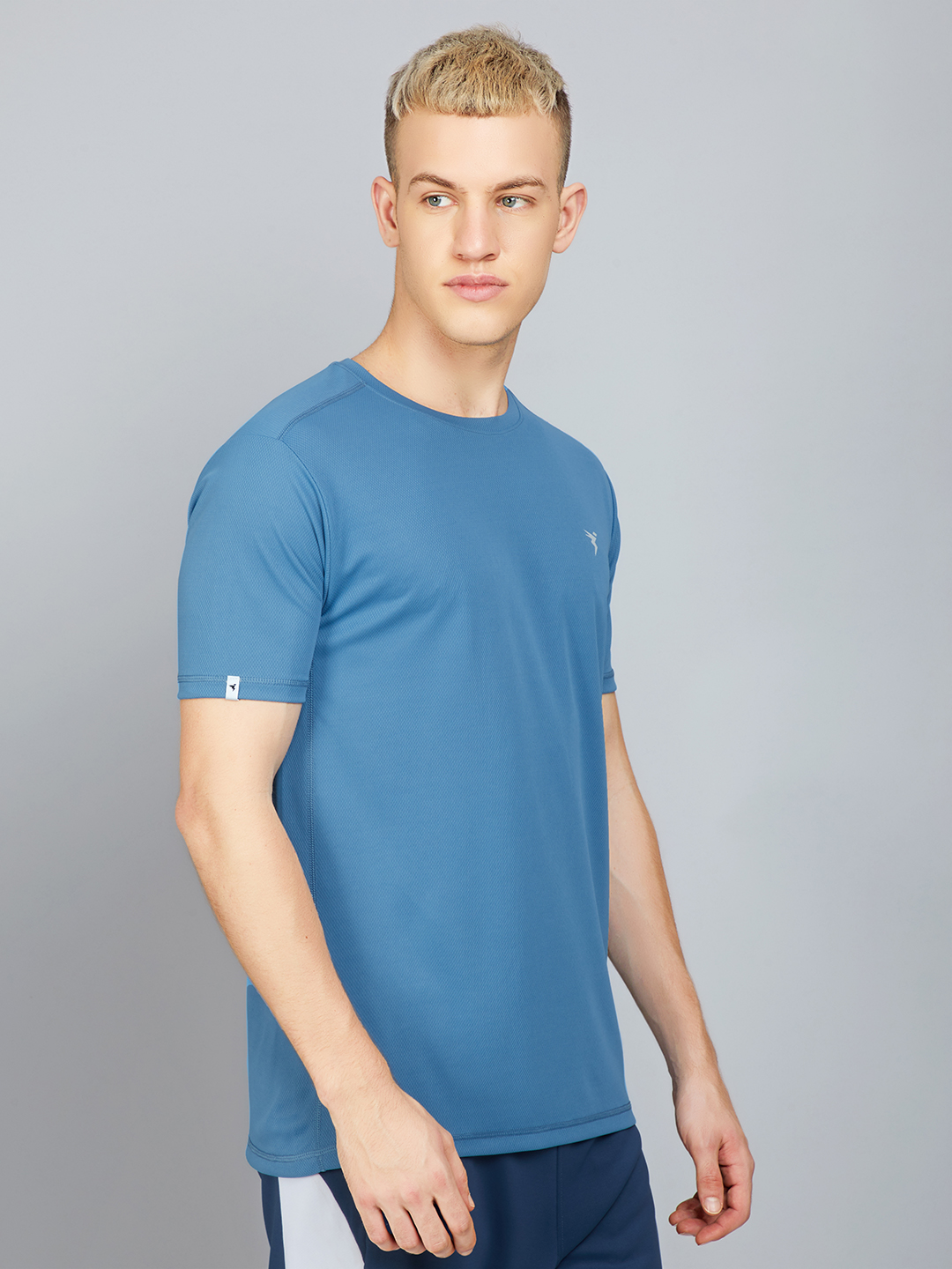 Technosport Mens Blue Knitted active odour-free Crewneck Half Sleeve T-Shirt (4)