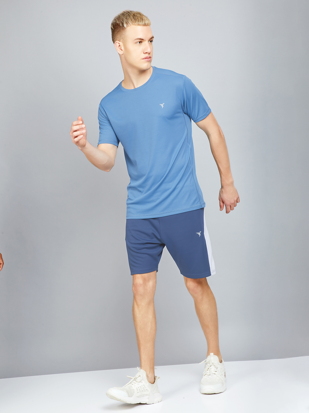 Technosport Mens Blue Knitted active odour-free Crewneck Half Sleeve T-Shirt (5)