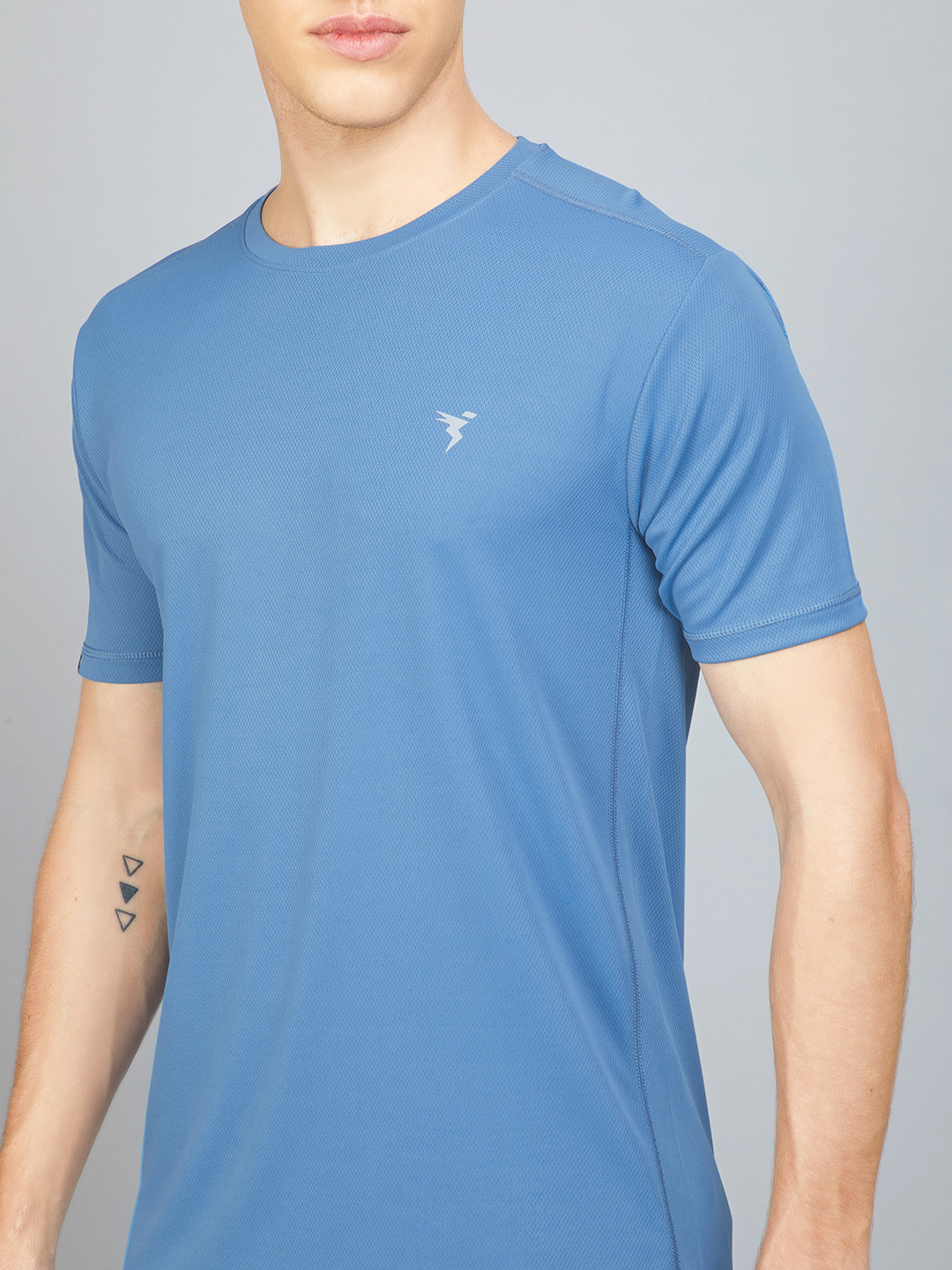 Technosport Mens Blue Knitted active odour-free Crewneck Half Sleeve T-Shirt (6)