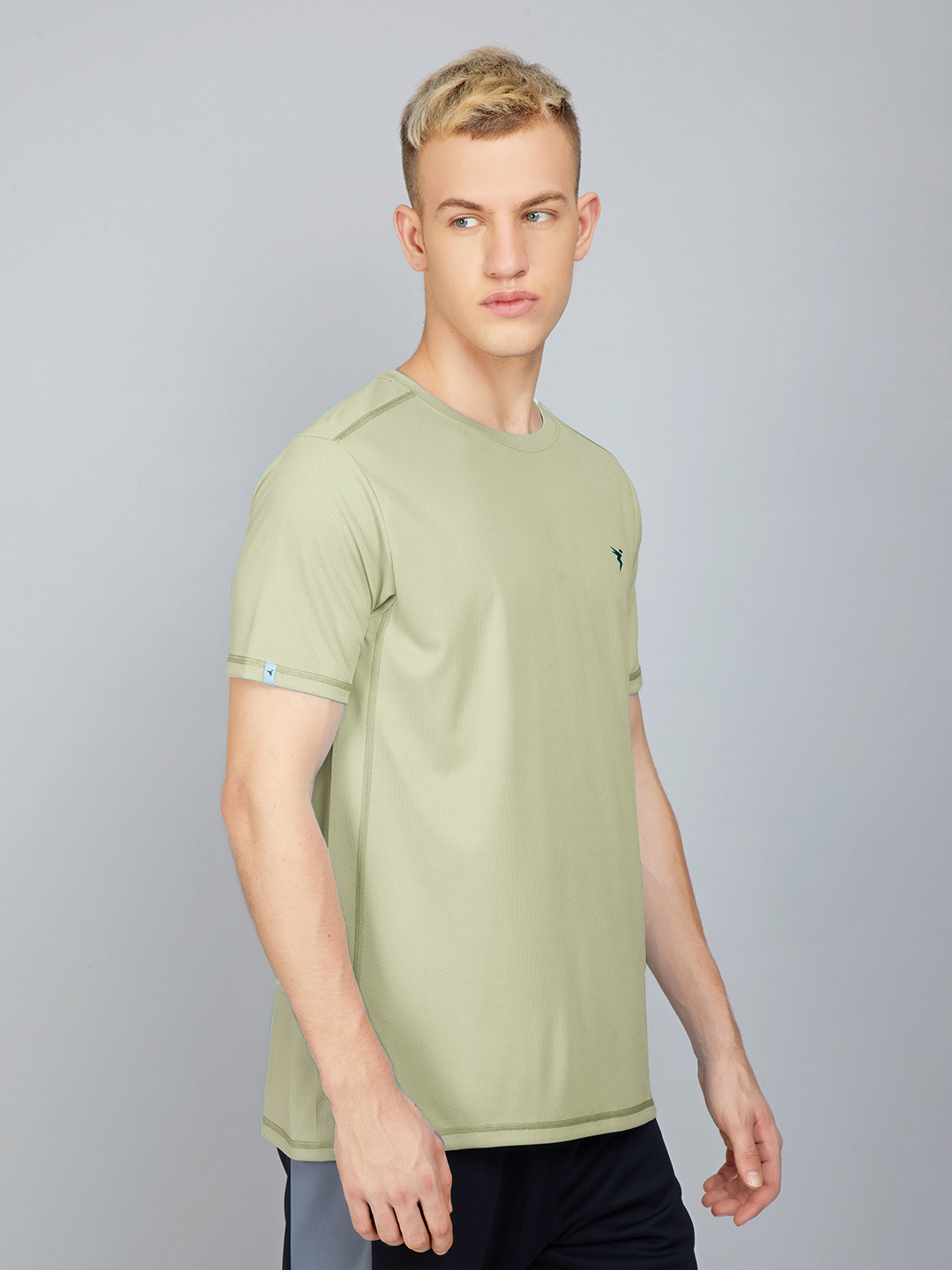 Technosport Mens Green Knitted active odour-free Crewneck Half Sleeve T-Shirt (4)