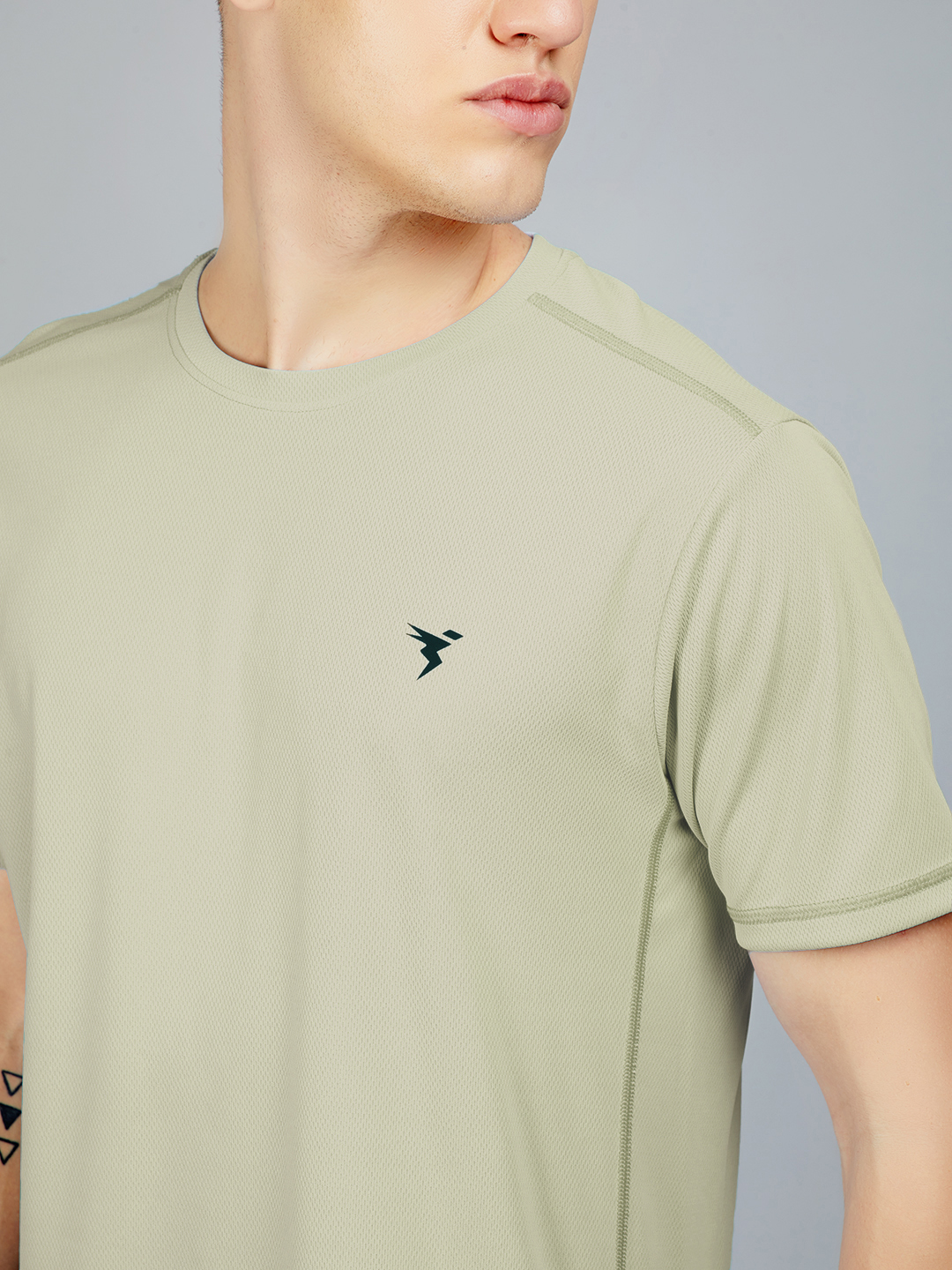 Technosport Mens Green Knitted active odour-free Crewneck Half Sleeve T-Shirt (5)