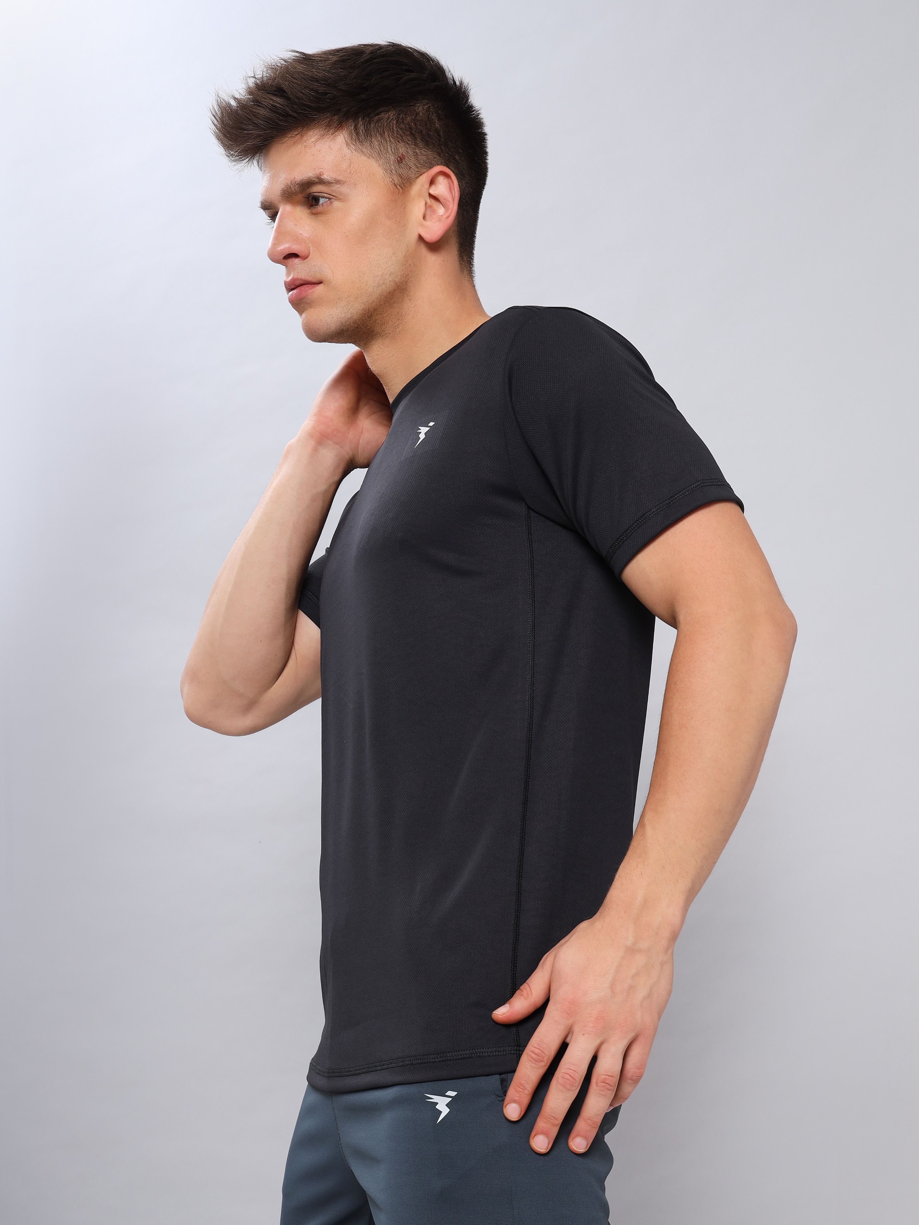Technosport Mens Knitted active odour-free Crewneck Half Sleeve T-shirt - Black (7)