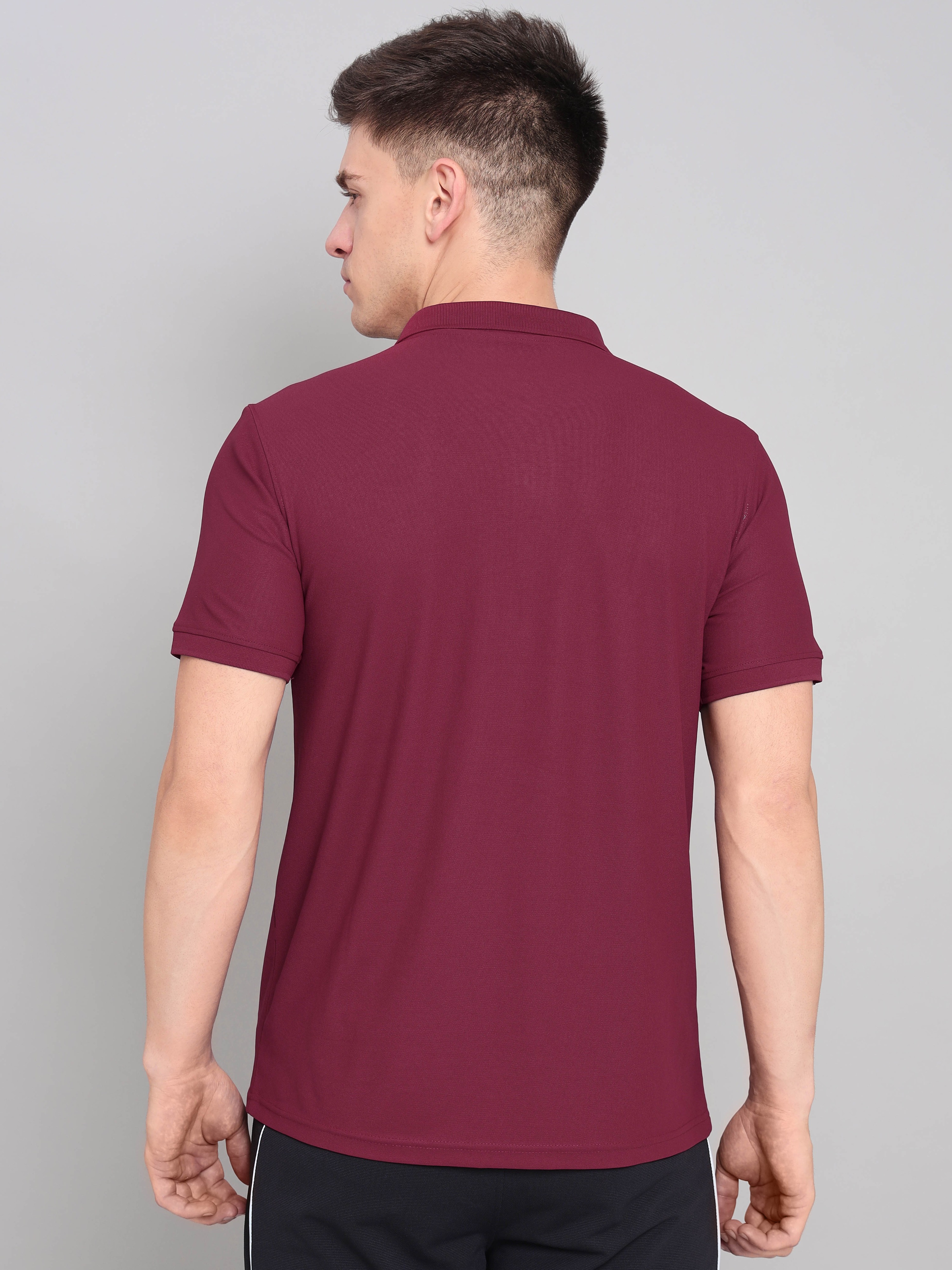 Technosport Mens Knitted active odour-free Half Sleeve Polo Collar T-shirt - Berry Red (3)