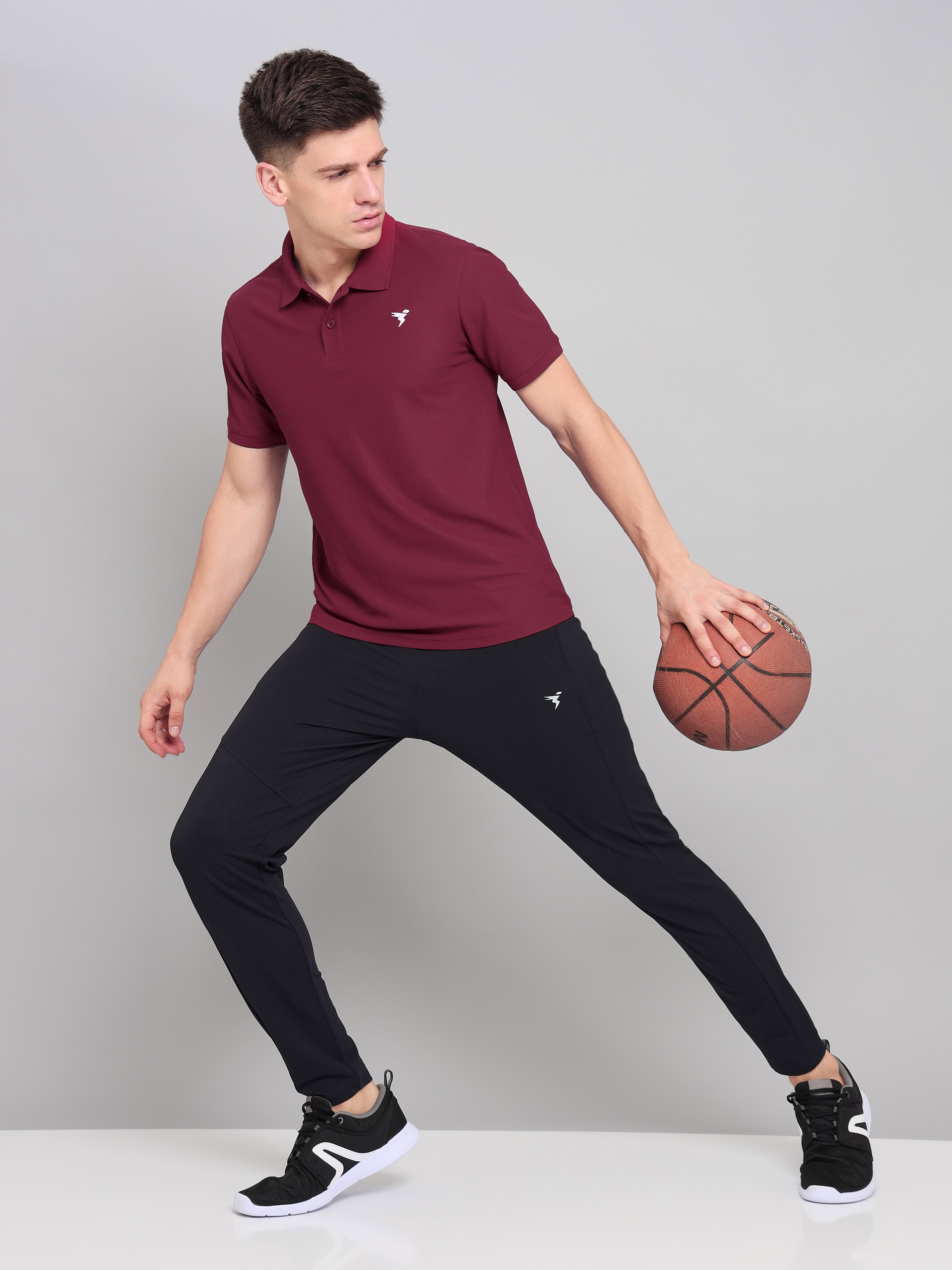 Technosport Mens Knitted active odour-free Half Sleeve Polo Collar T-shirt - Berry Red (11)