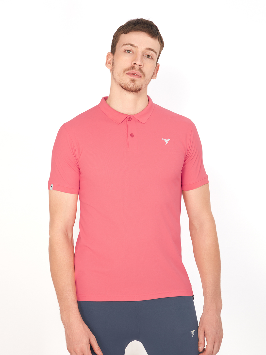 Technosport Mens Knitted active odour-free Half Sleeve Polo Collar T-shirt - Corel Red (1)