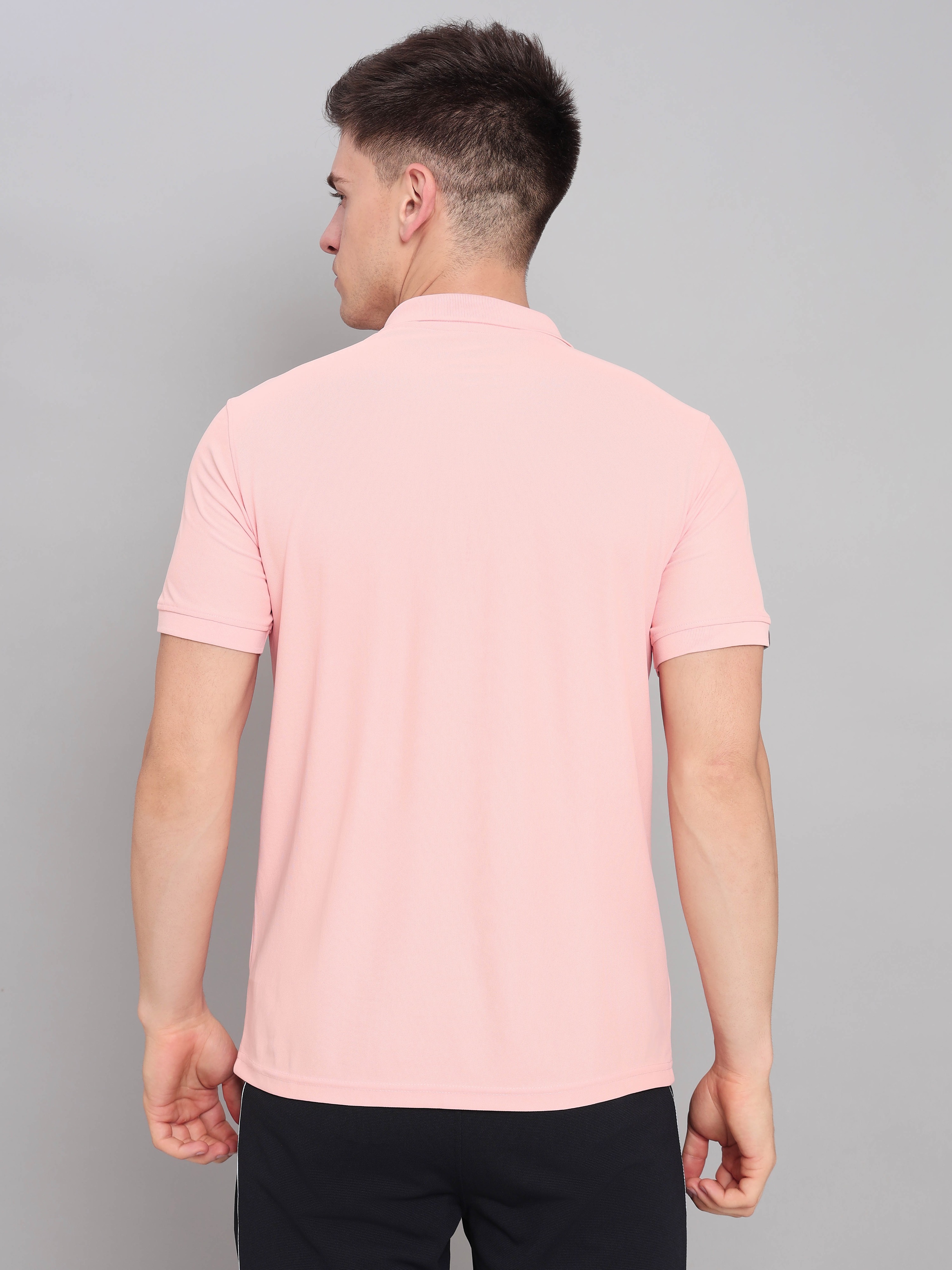 Technosport Mens Knitted active odour-free Half Sleeve Polo Collar T-shirt - Peach (2)