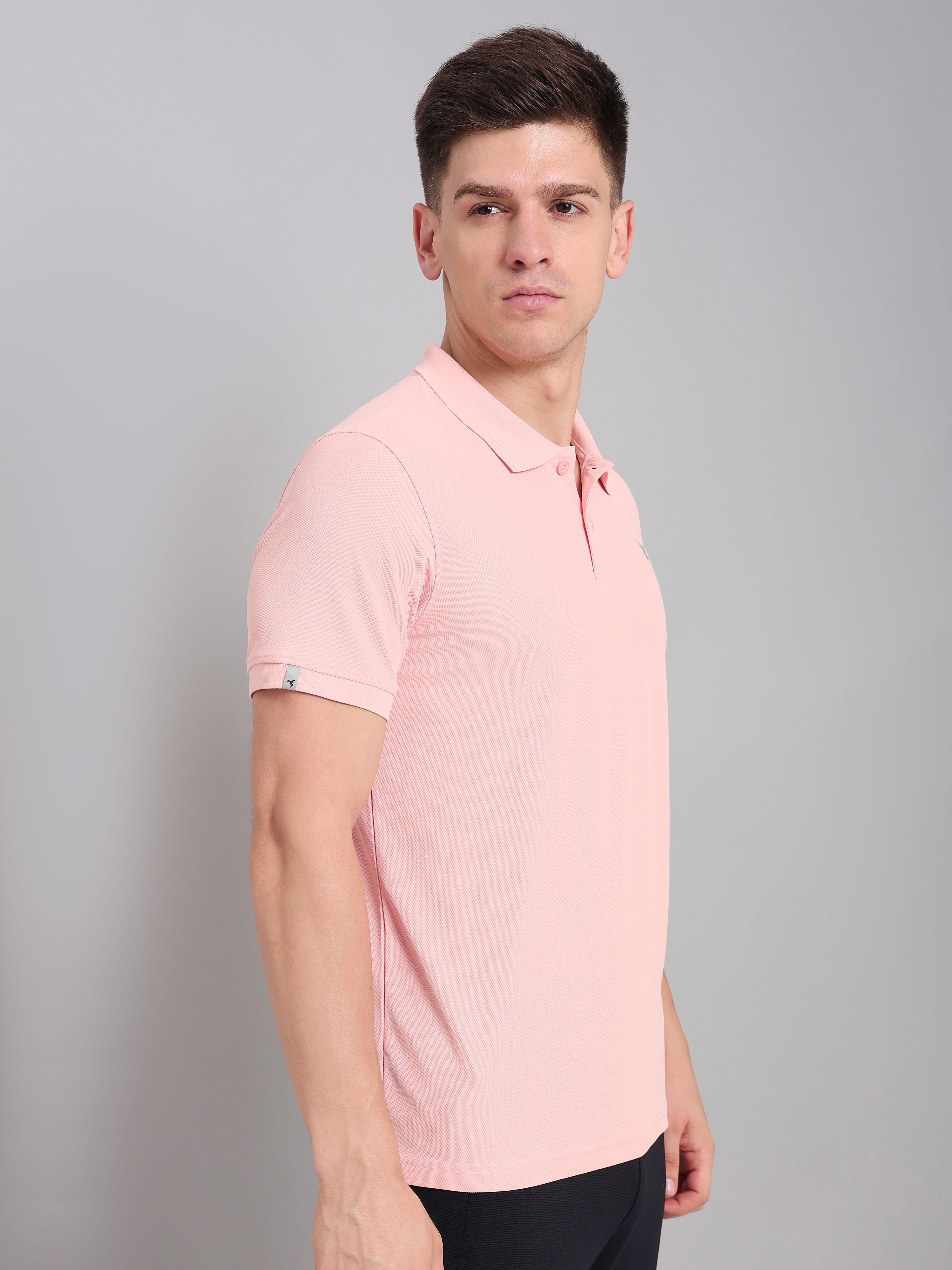 Technosport Mens Knitted active odour-free Half Sleeve Polo Collar T-shirt - Peach (4)