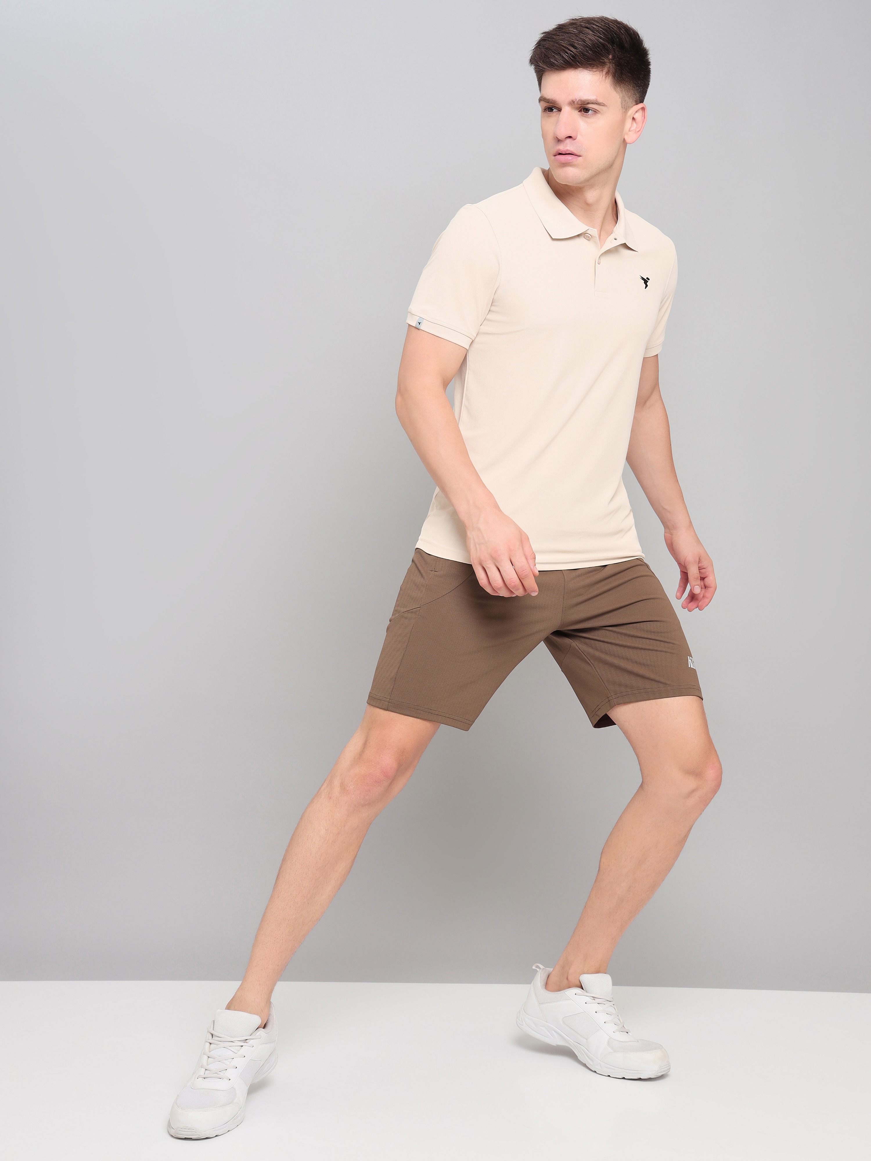 Technosport Mens Knitted active odour-free Half Sleeve Polo Collar T-shirt - Sand (5)