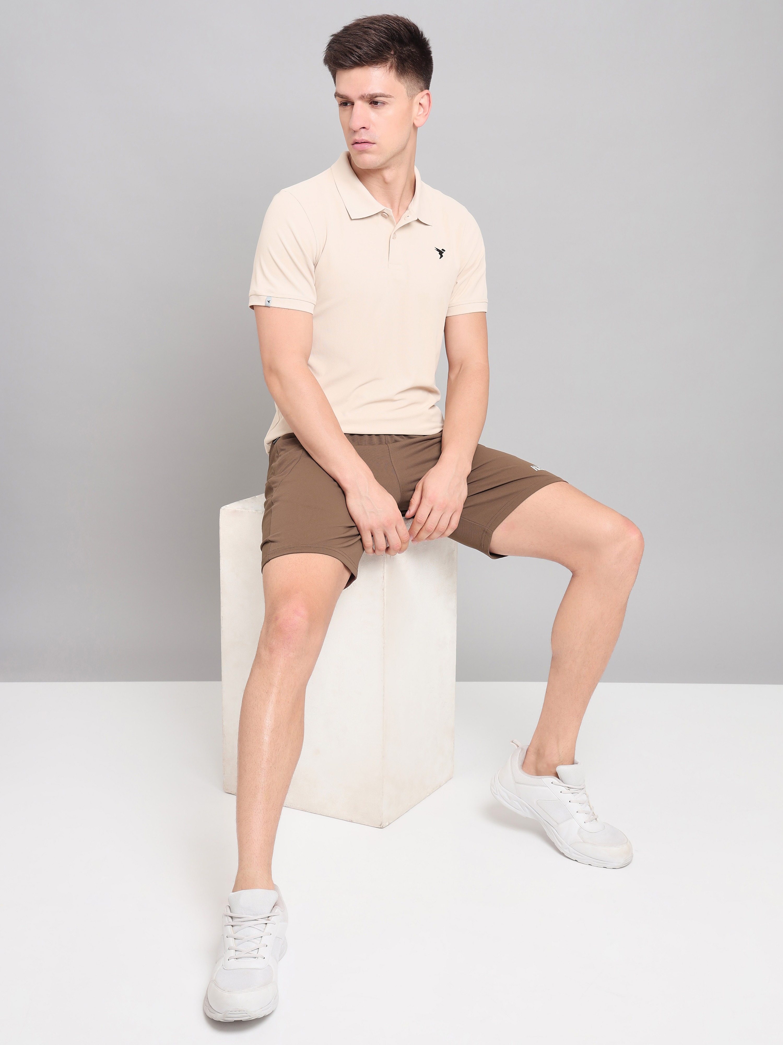 Technosport Mens Knitted active odour-free Half Sleeve Polo Collar T-shirt - Sand (6)