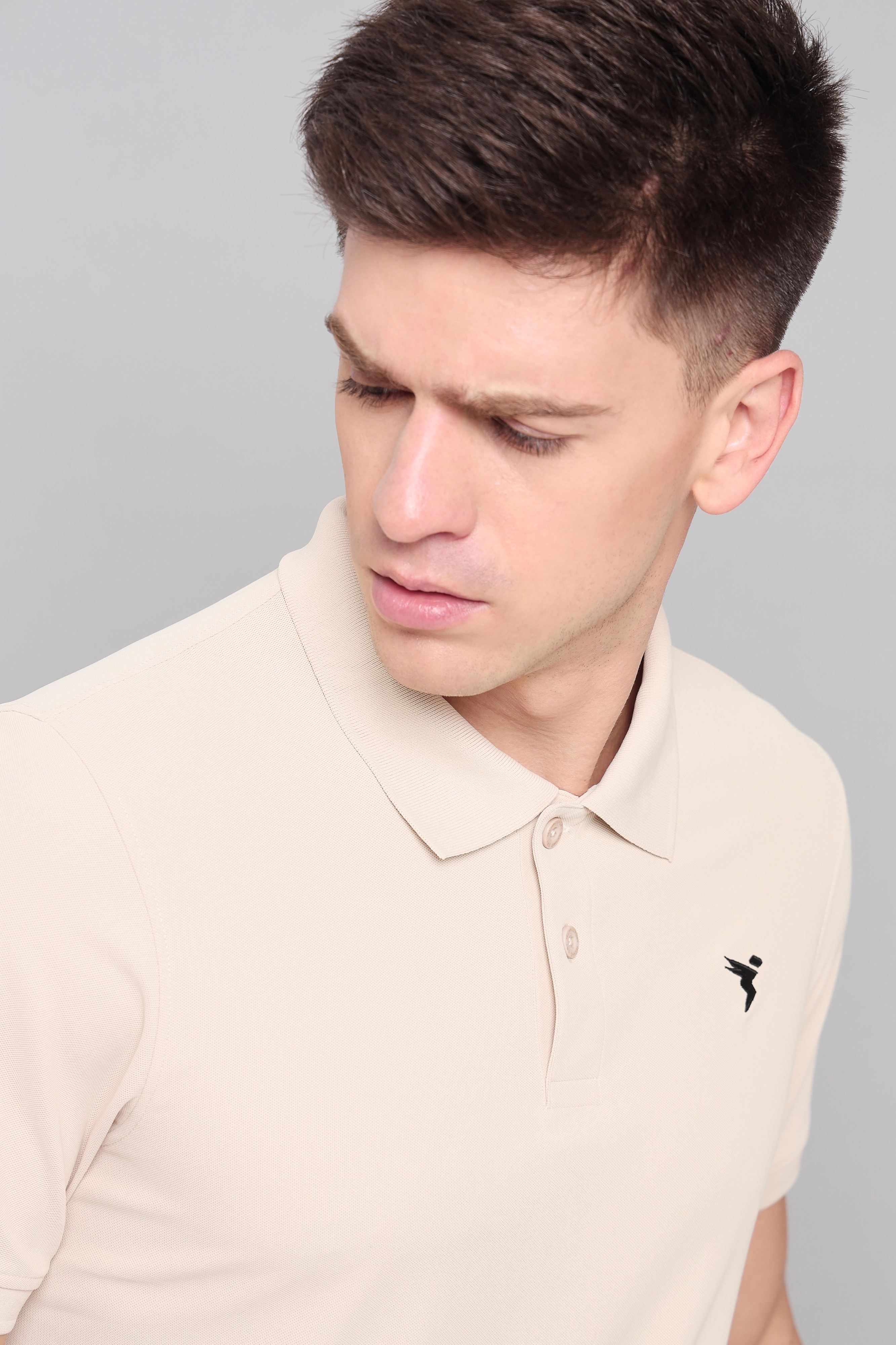 Technosport Mens Knitted active odour-free Half Sleeve Polo Collar T-shirt - Sand (7)