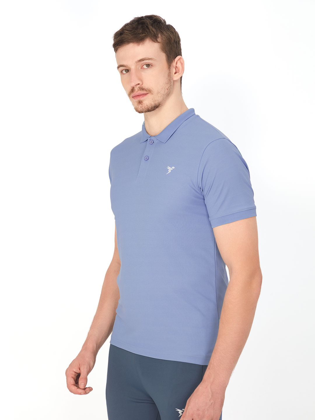 Technosport Mens Knitted active odour-free Half Sleeve Polo Collar T-shirt - Scale Blue (1)