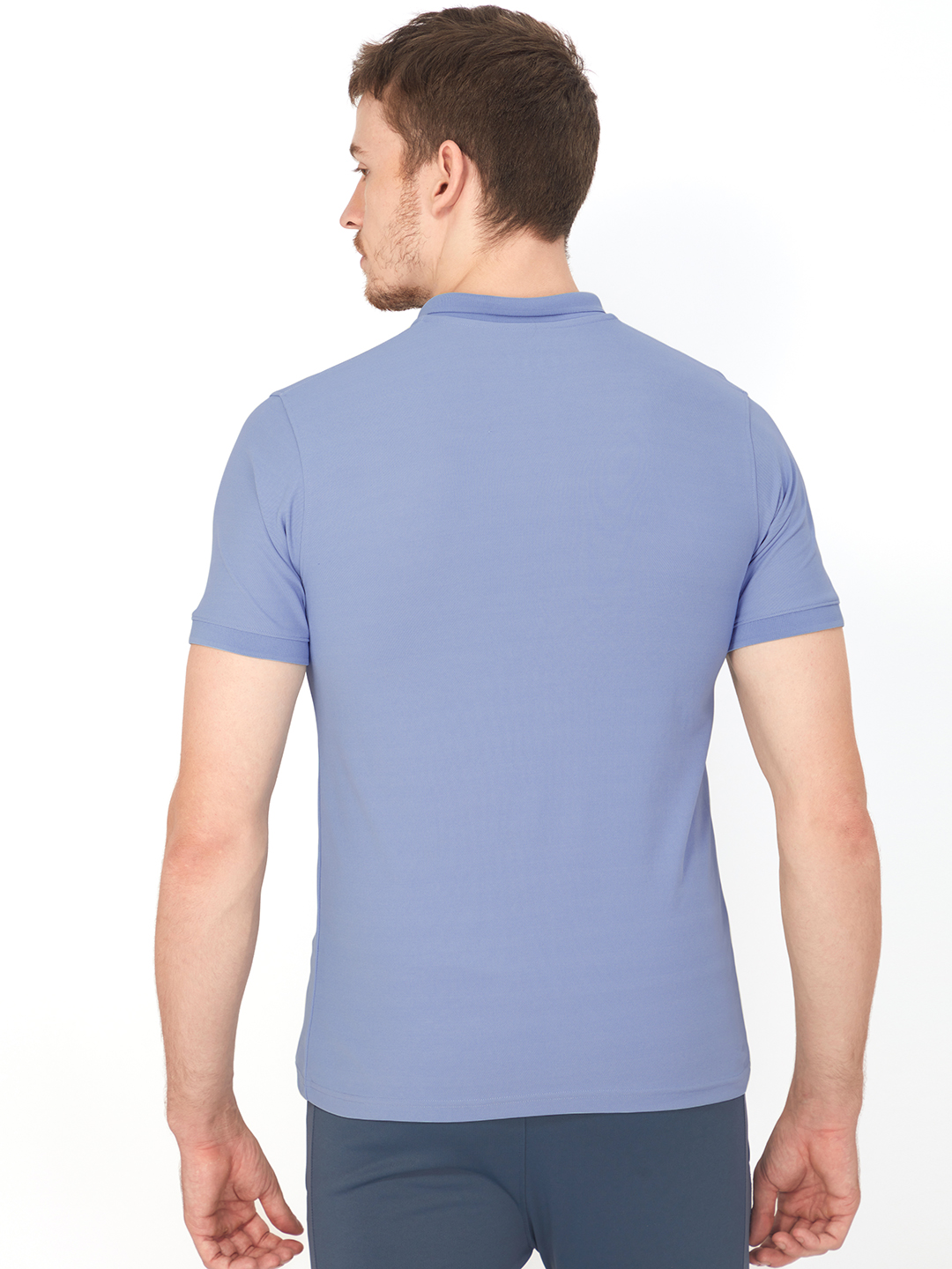 Technosport Mens Knitted active odour-free Half Sleeve Polo Collar T-shirt - Scale Blue (2)