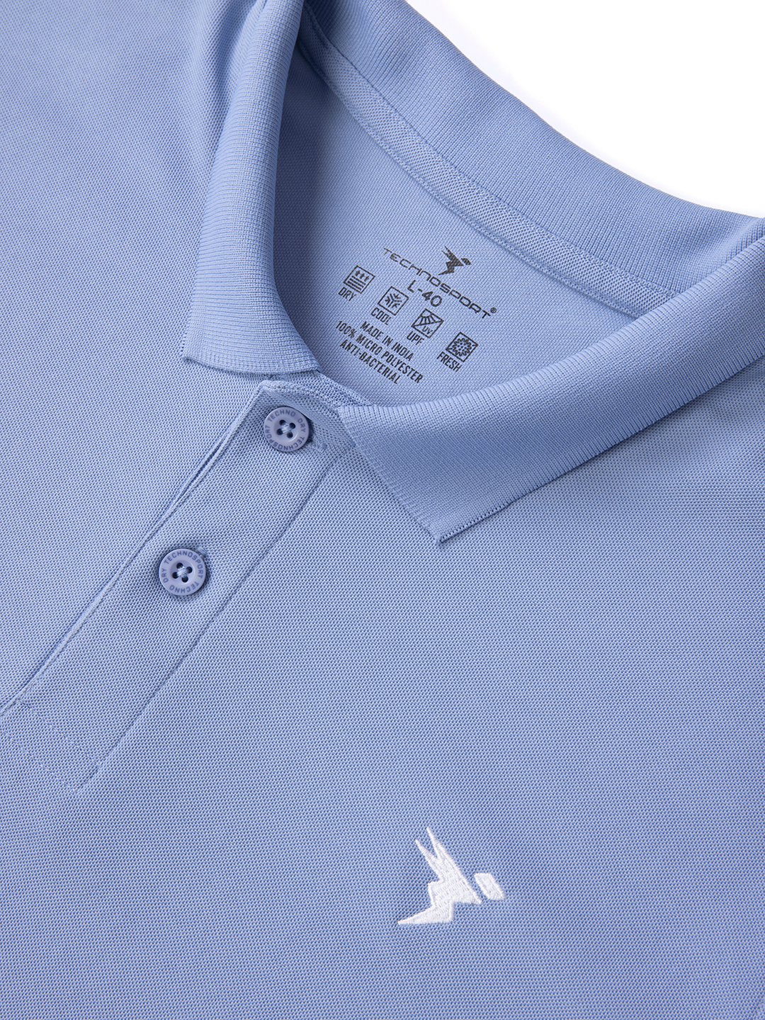 Technosport Mens Knitted active odour-free Half Sleeve Polo Collar T-shirt - Scale Blue (5)