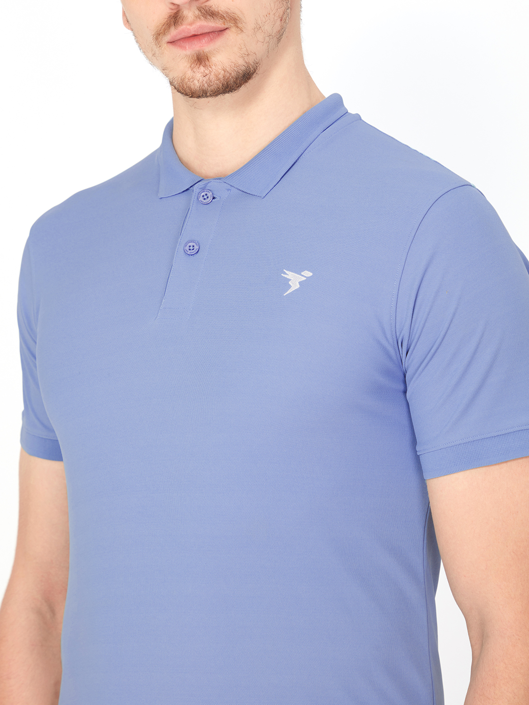 Technosport Mens Knitted active odour-free Half Sleeve Polo Collar T-shirt - Scale Blue (8)