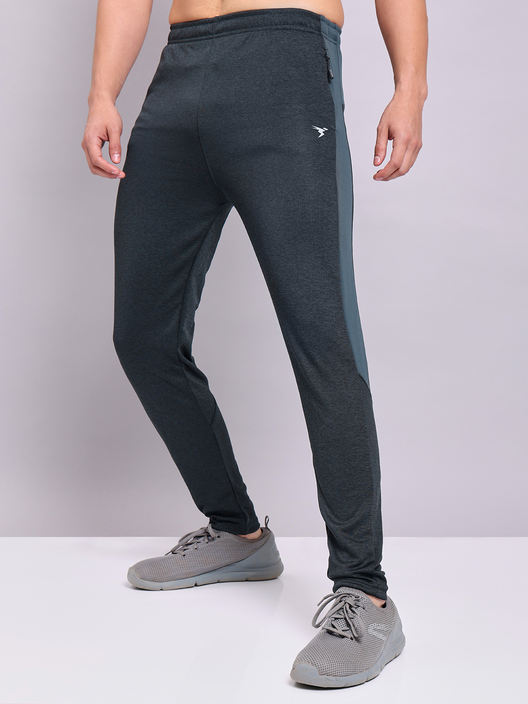 Technosport Mens Knitted active odour-free Melange Slim-Fit Track Pants - Dark Carbon (1)