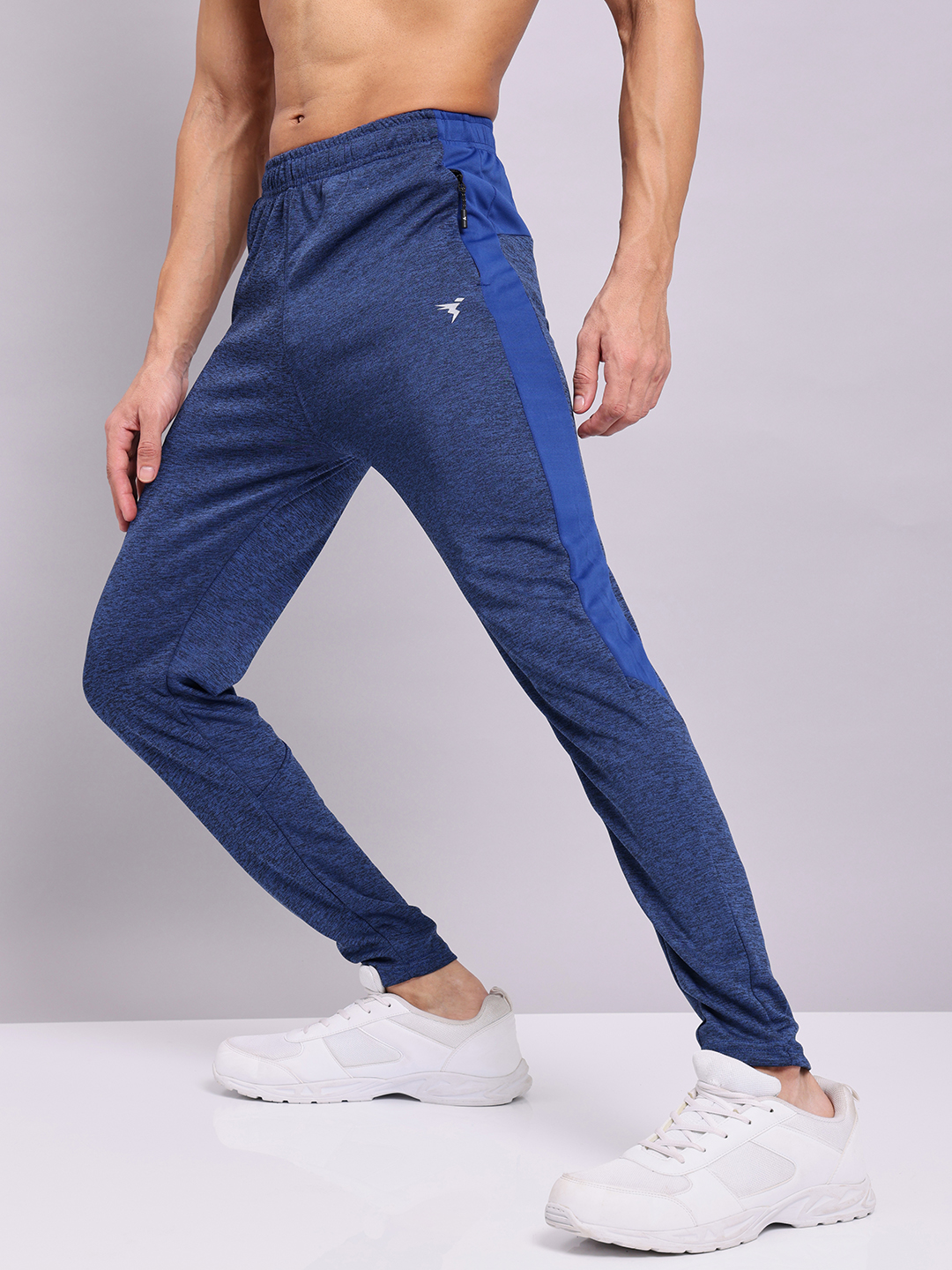 Technosport Mens Knitted active odour-free Melange Slim-Fit Track Pants - Denim (1)