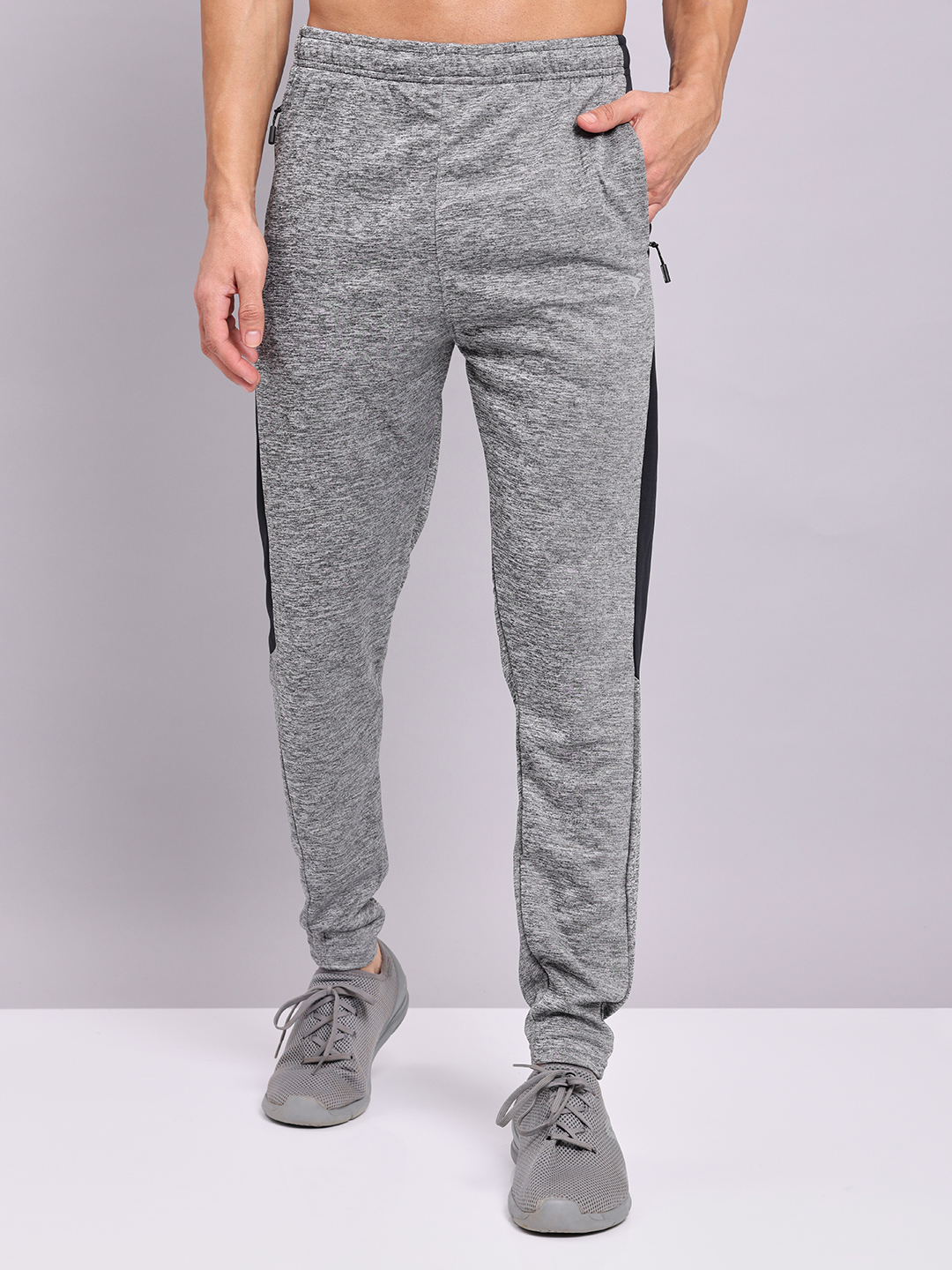 Technosport Mens Knitted active odour-free Melange Slim-Fit Track Pants - Grey (1)