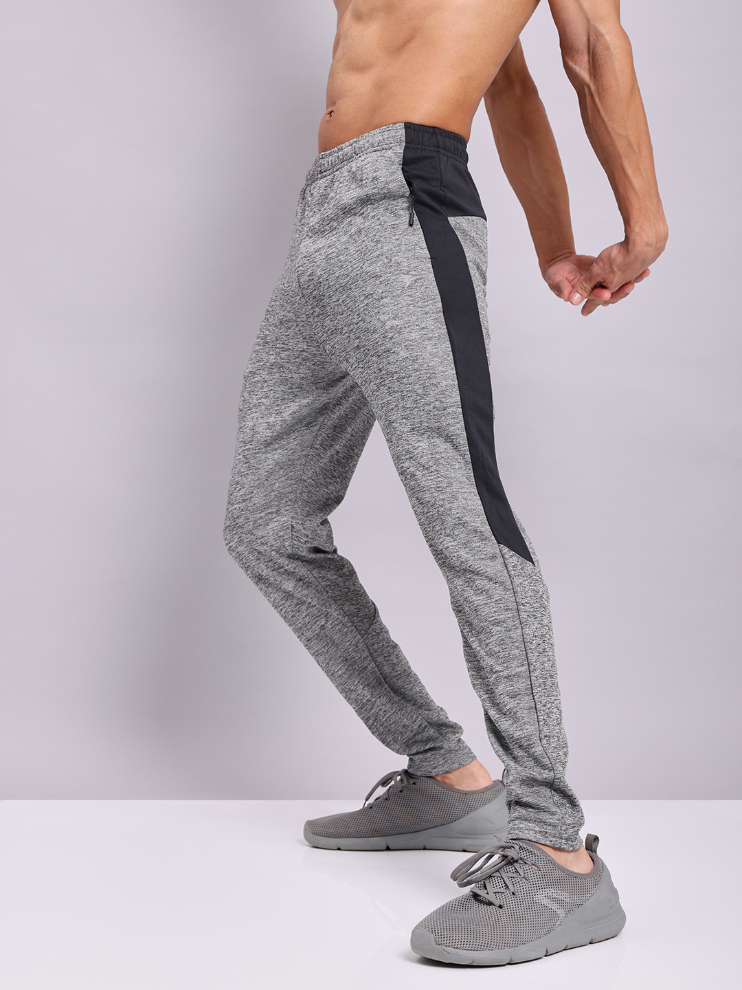 Technosport Mens Knitted active odour-free Melange Slim-Fit Track Pants - Grey (2)
