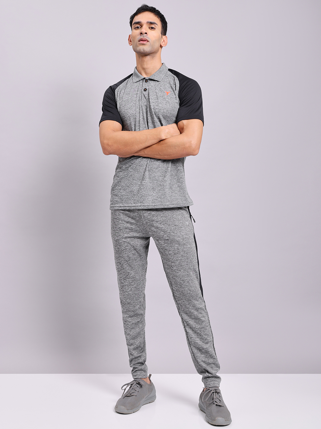 Technosport Mens Knitted active odour-free Melange Slim-Fit Track Pants - Grey (6)