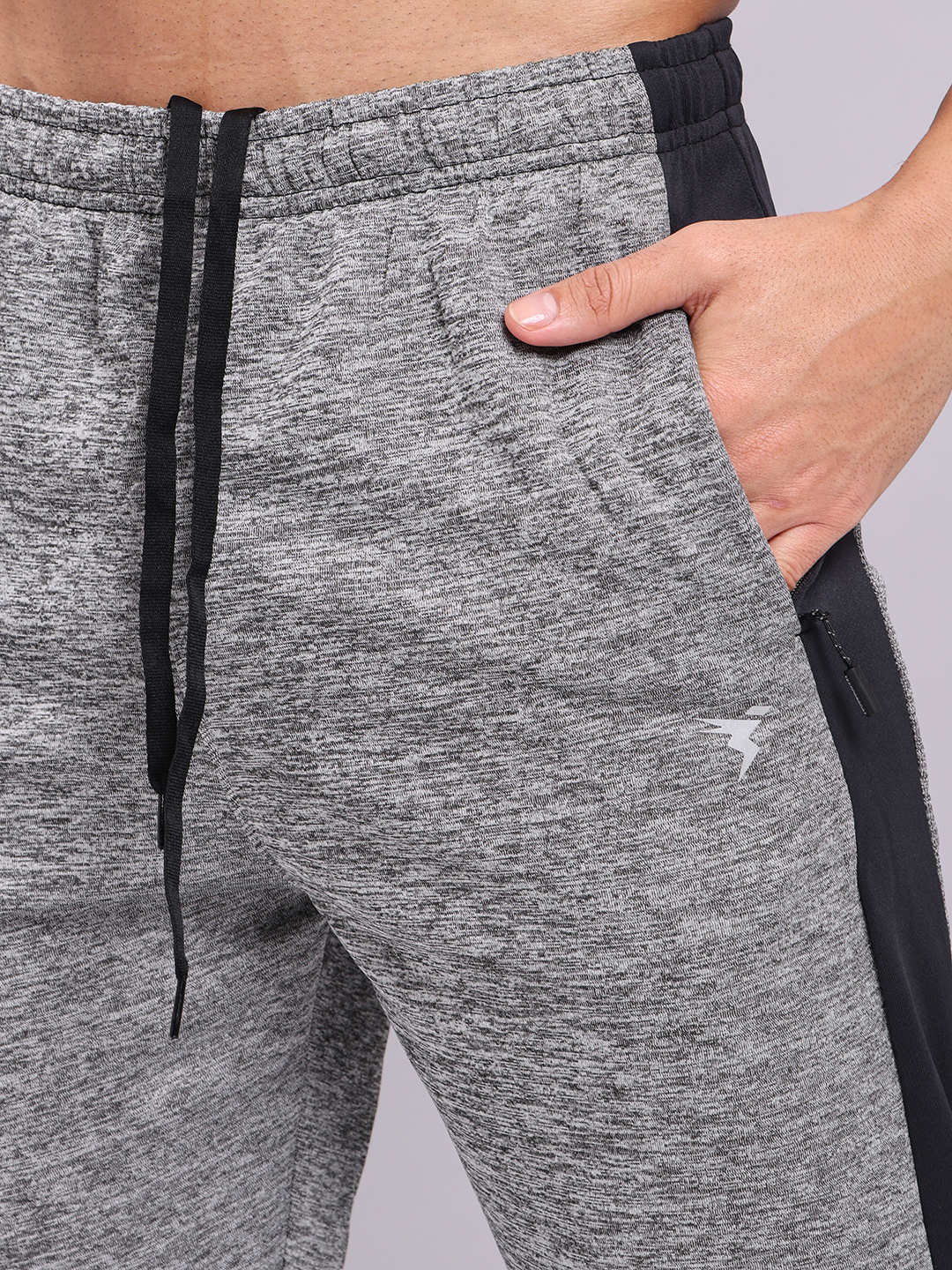 Technosport Mens Knitted active odour-free Melange Slim-Fit Track Pants - Grey (7)