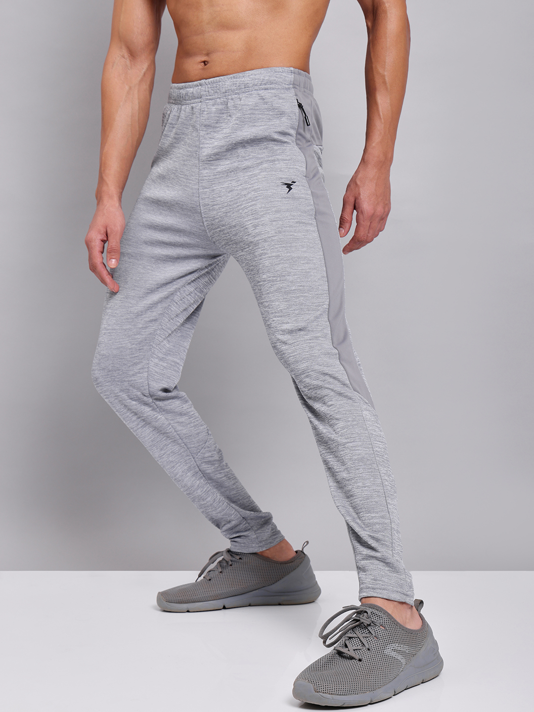Technosport Mens Knitted active odour-free Melange Slim-Fit Track Pants - Light Grey (1)