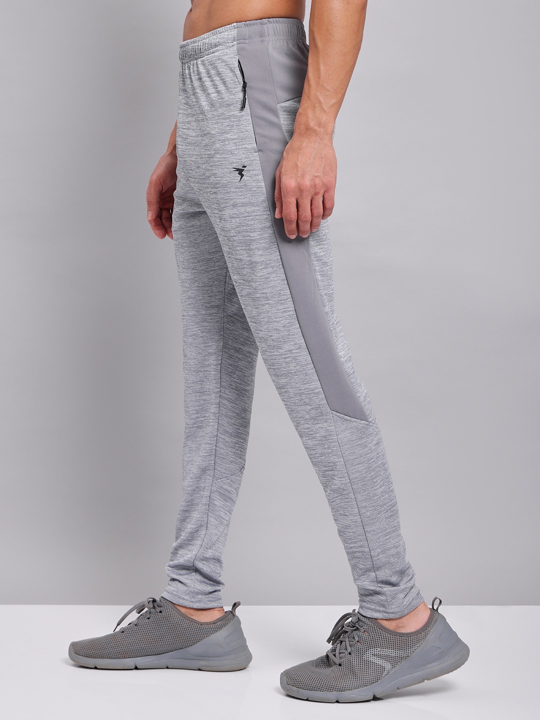 Technosport Mens Knitted active odour-free Melange Slim-Fit Track Pants - Light Grey (3)